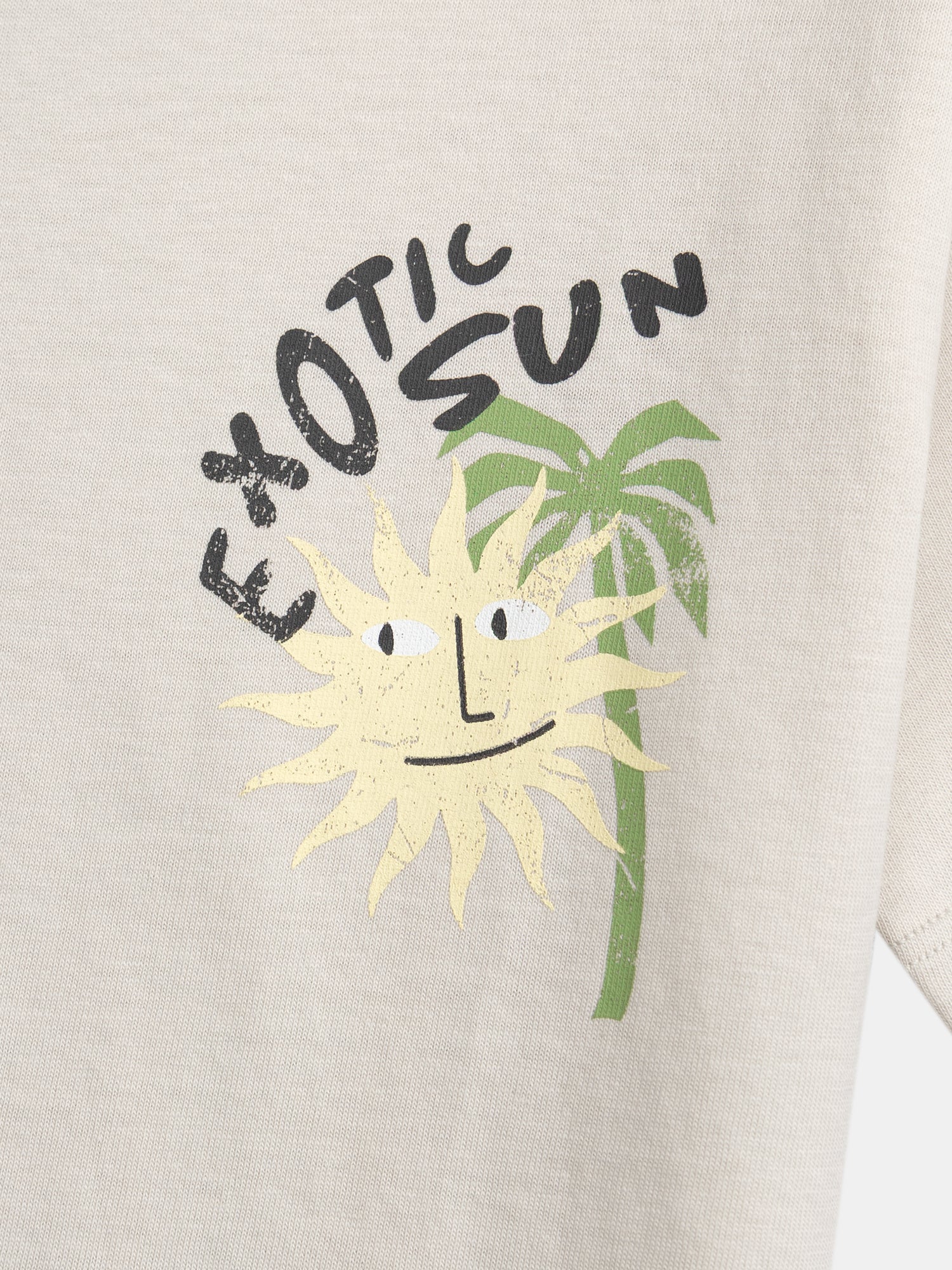 Beige T-shirt with "Exotic Sun" animation for boys