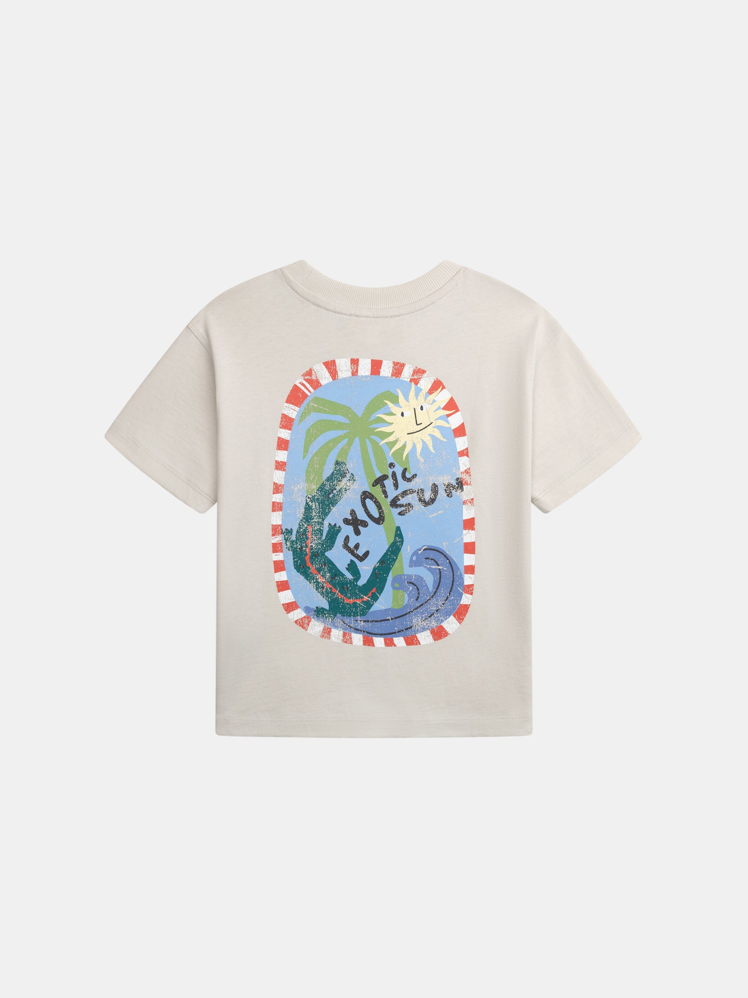 Beige T-shirt with "Exotic Sun" animation for boys