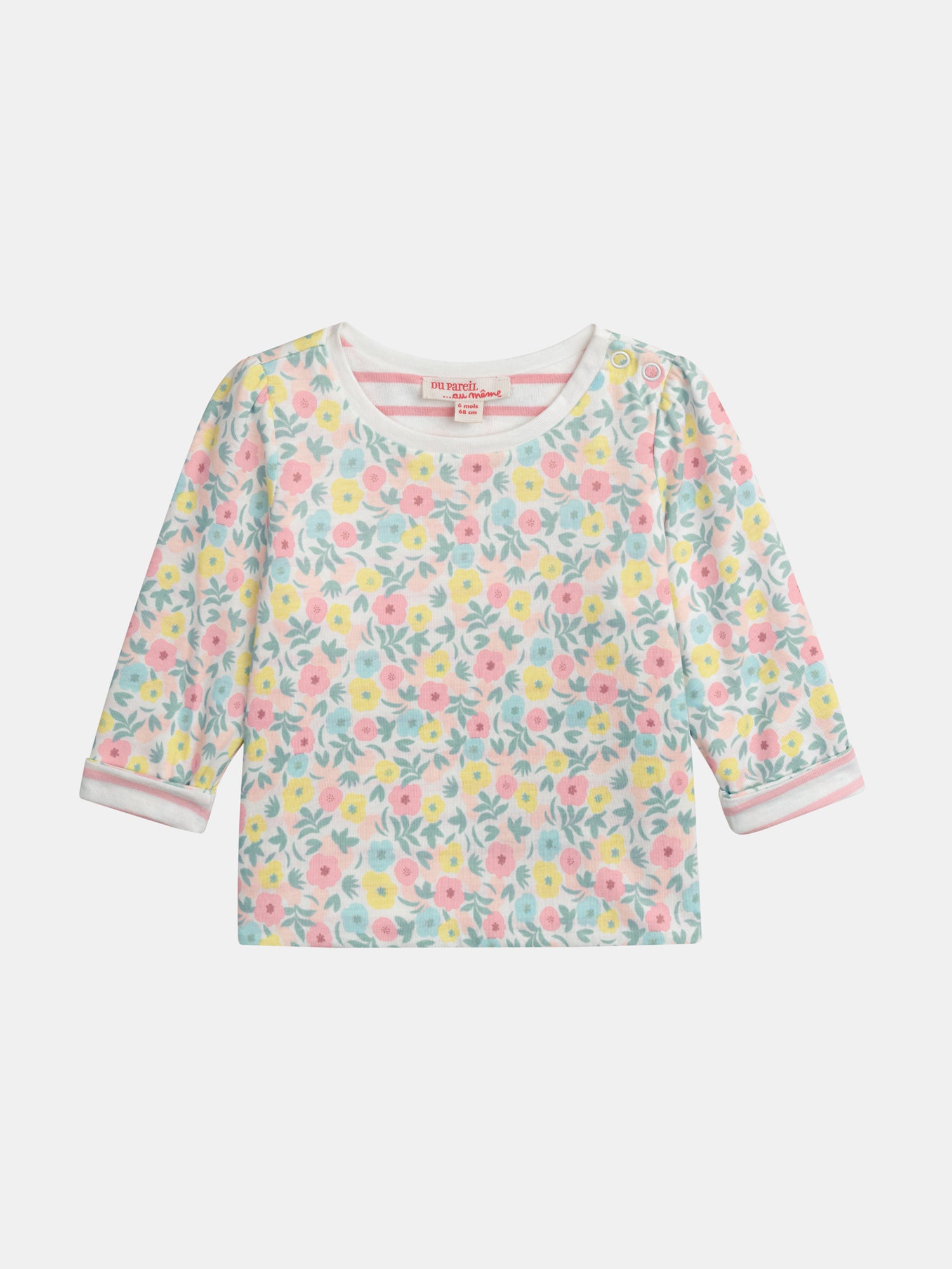 Reversible T-Shirt with Pastel Flower Print for Baby Girl