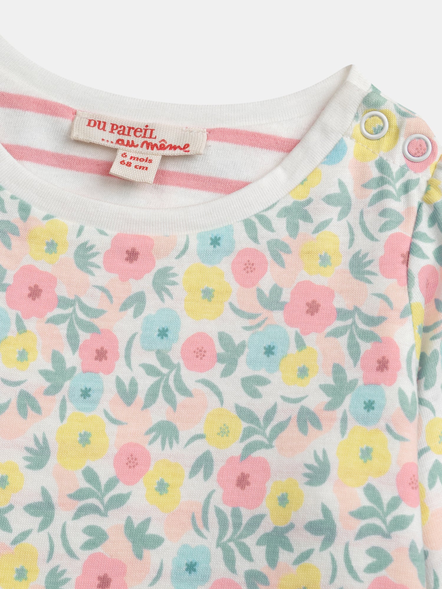 Reversible T-Shirt with Pastel Flower Print for Baby Girl