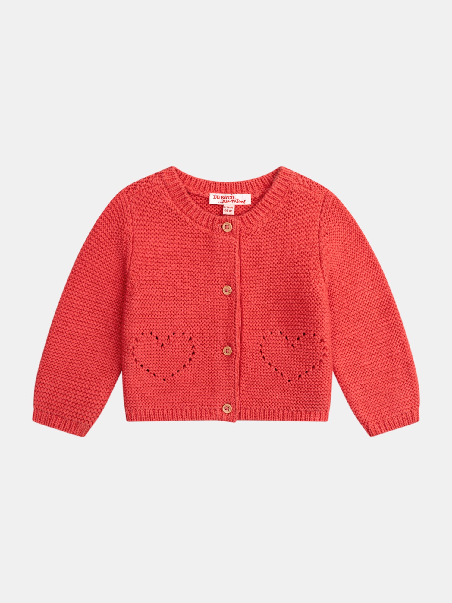 Watermelon Knit Cardigan with Heart Pockets for Baby Girl