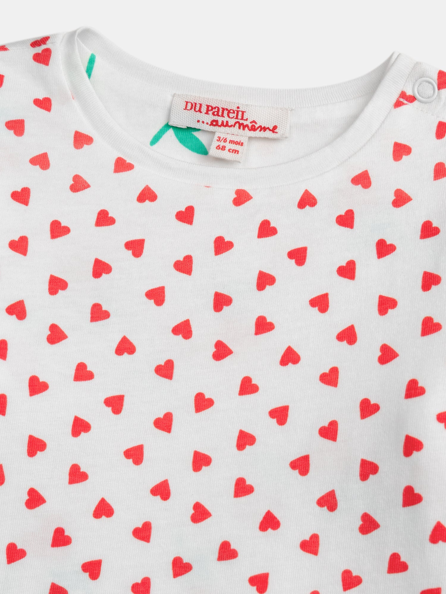 Reversible heart-pattern t-shirt for baby girl