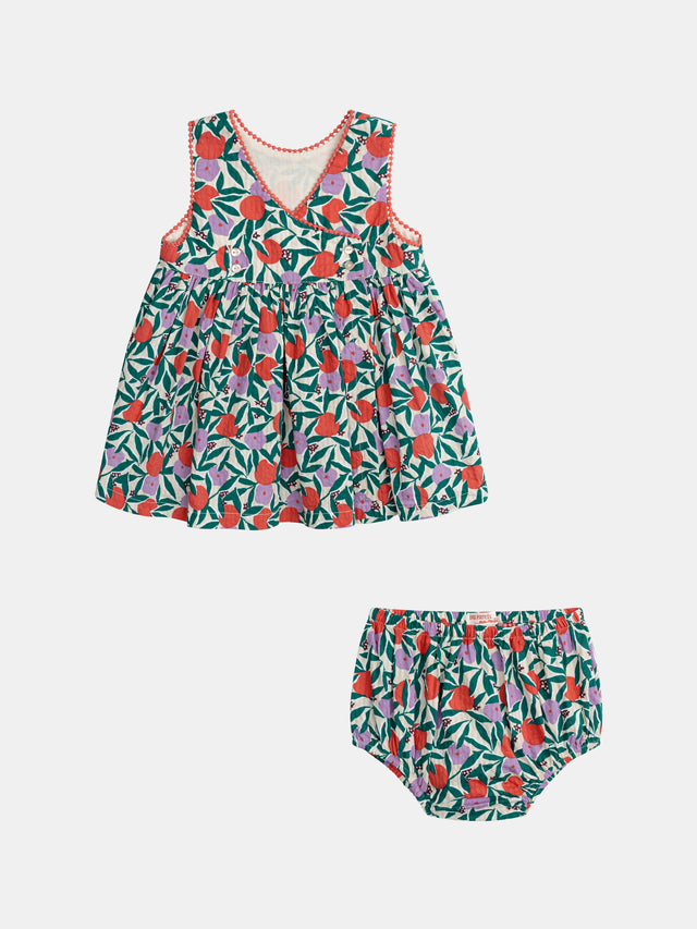 Floral Print Dress and Matching Panty for Baby Girl