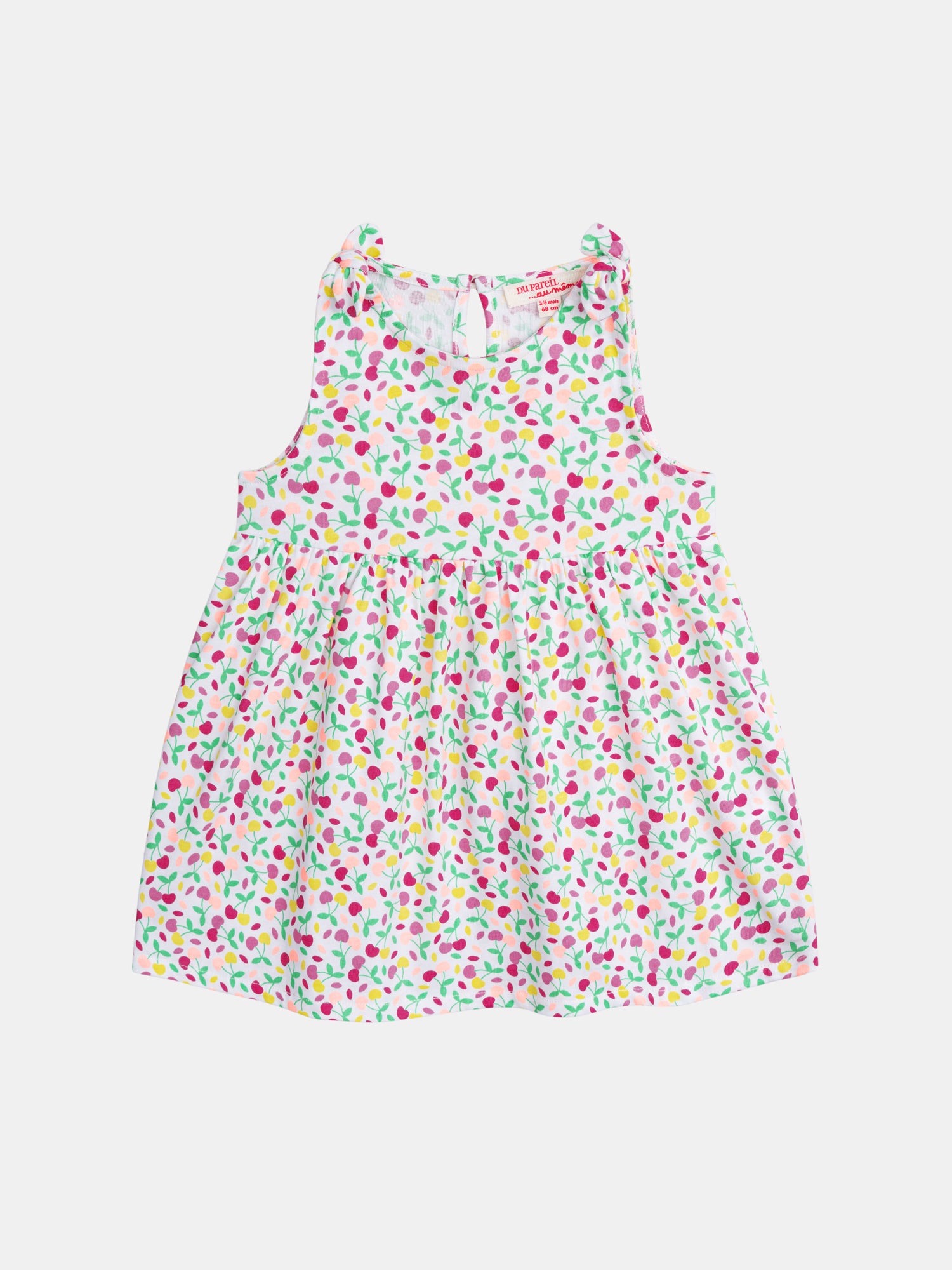 Multicolored dress with cherry print for baby girl