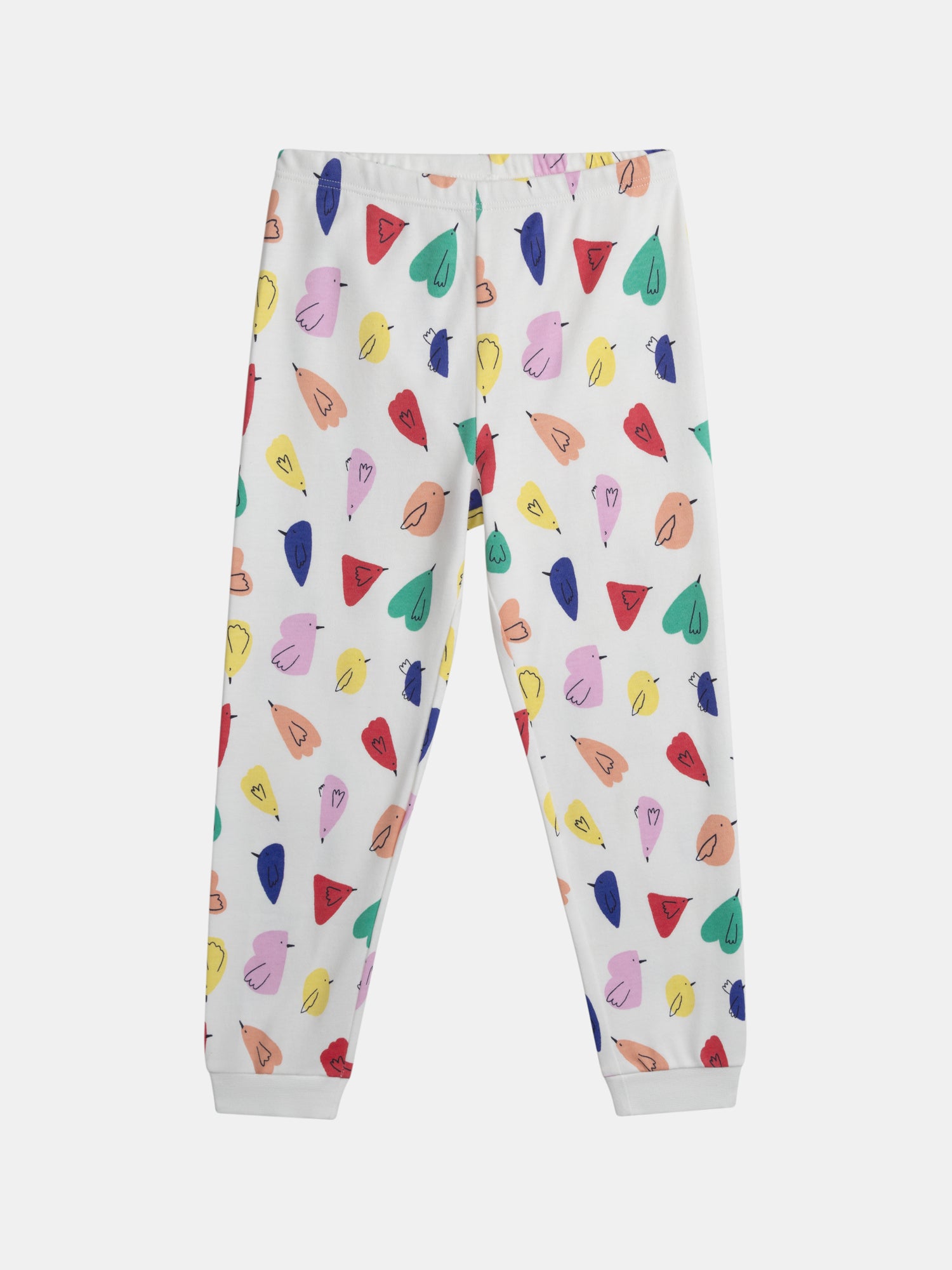 Ecru pyjama printed all over with birds for girl