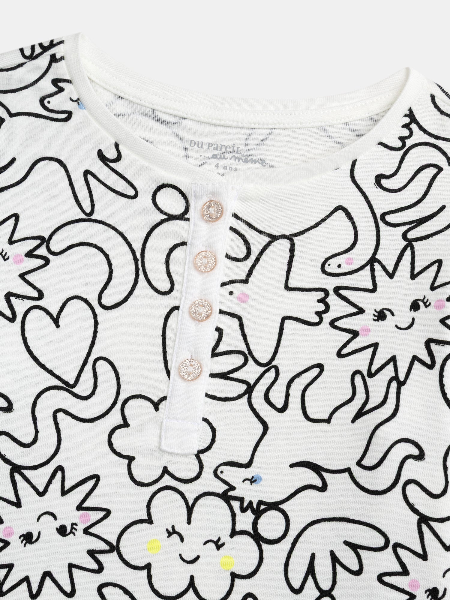 Long cream pajamas with all-over "DREAM" print for girl's child