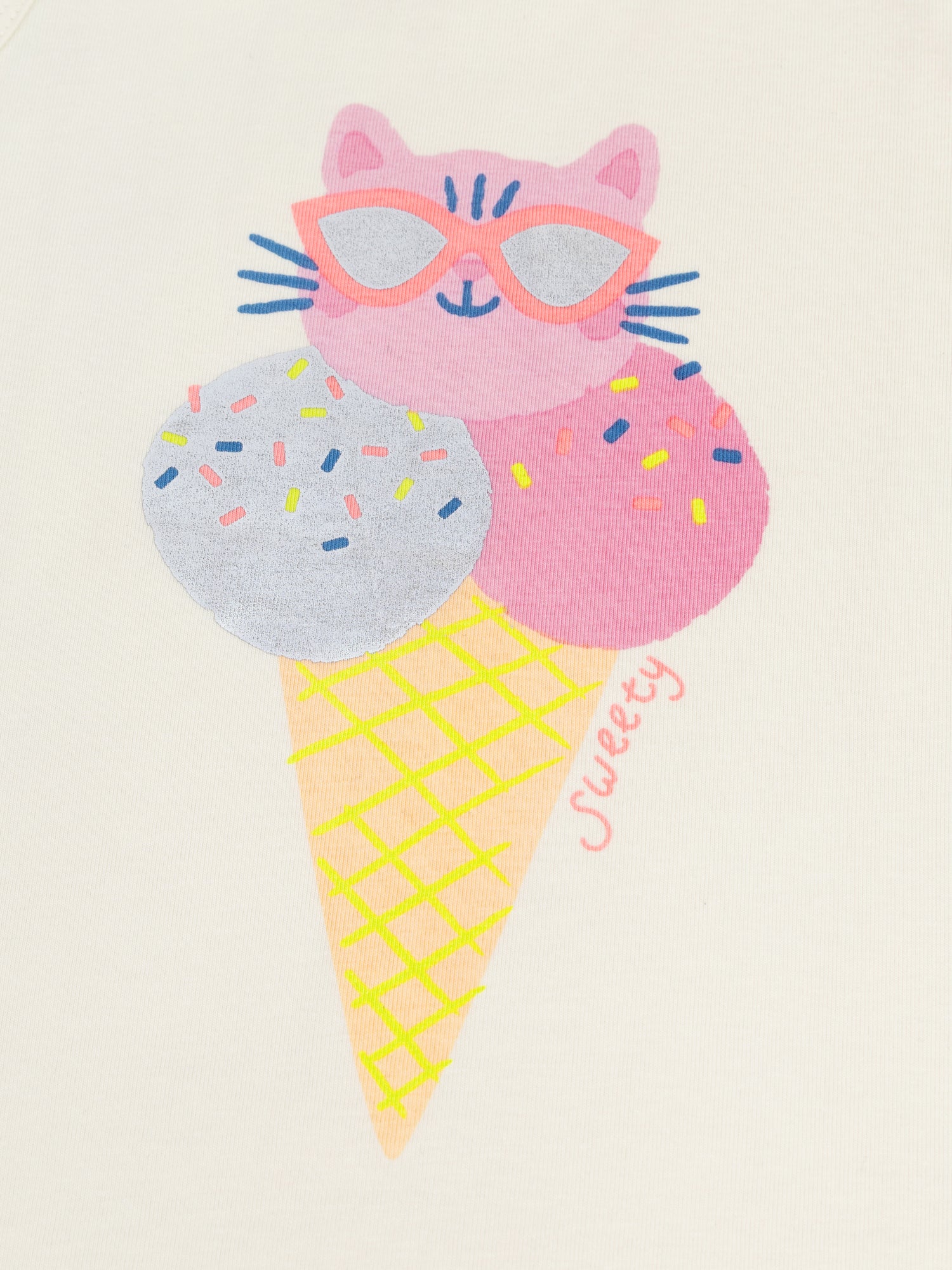 Sleeveless pajama with "Ice Cream Cat" print for girl