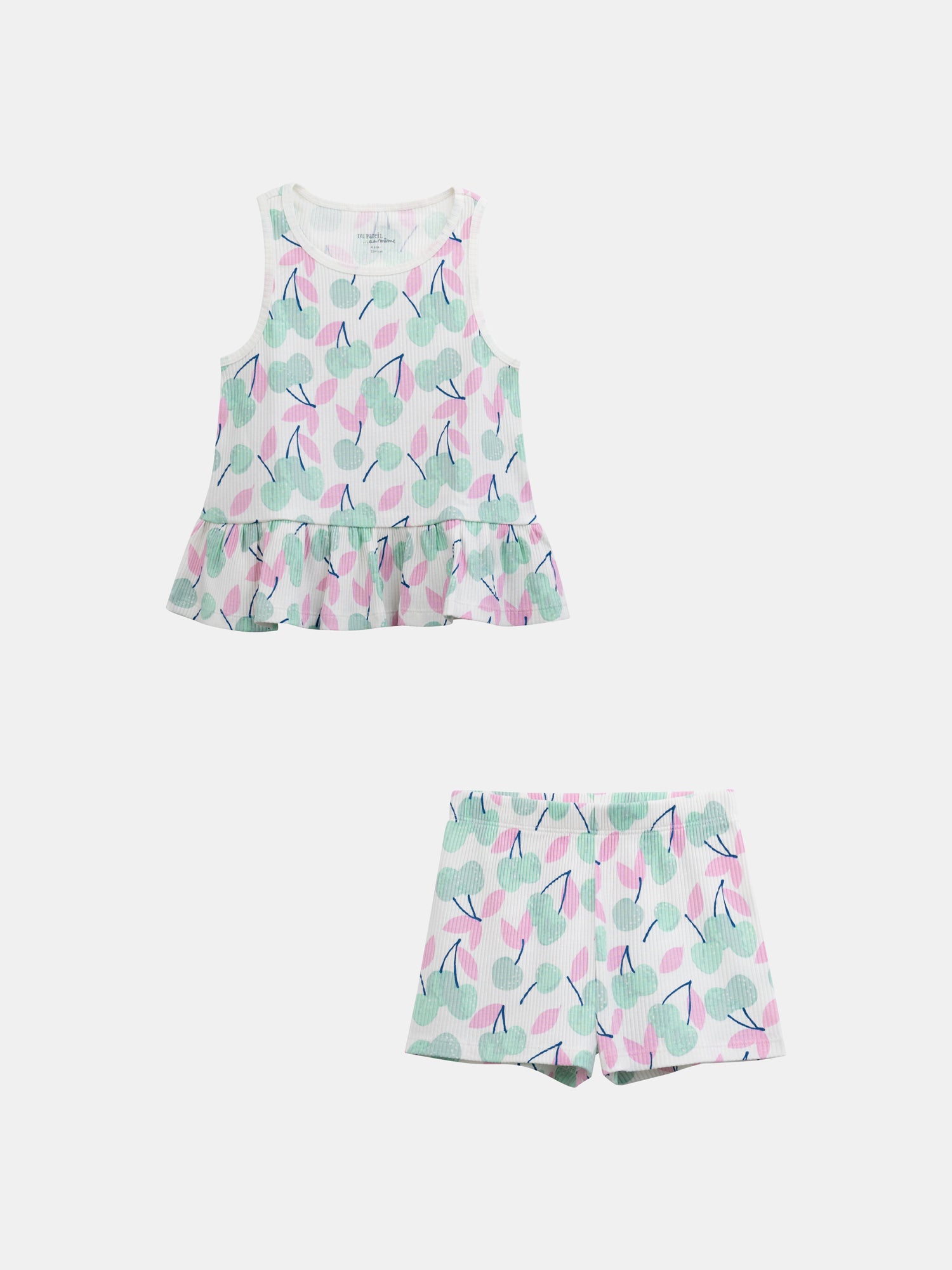 Short pajama tank top with "Pastel Cherries" print for girls