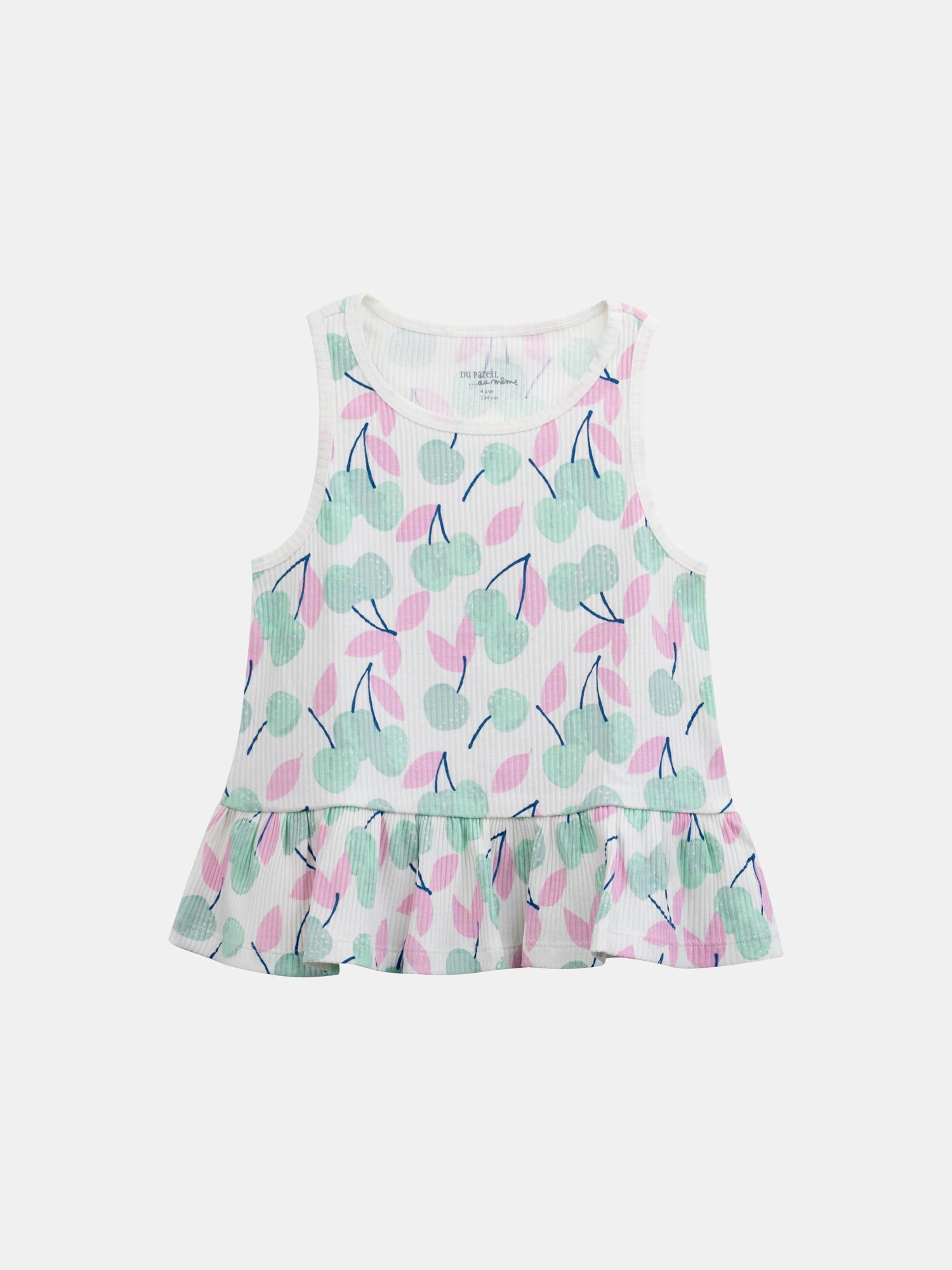 Short pajama tank top with "Pastel Cherries" print for girls