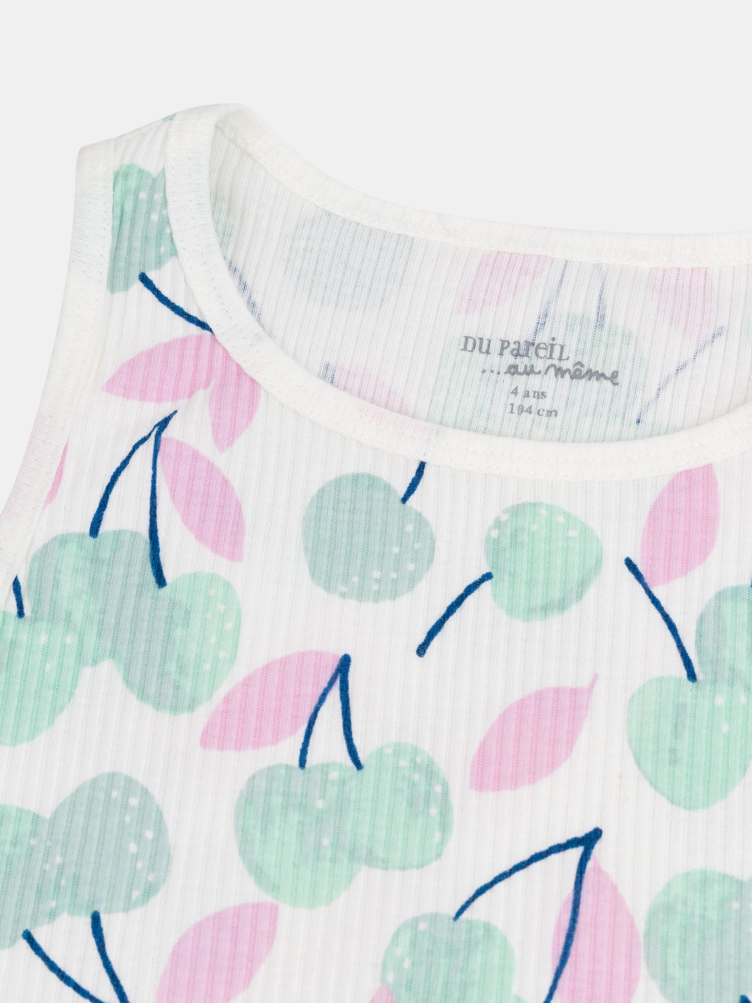 Short pajama tank top with "Pastel Cherries" print for girls