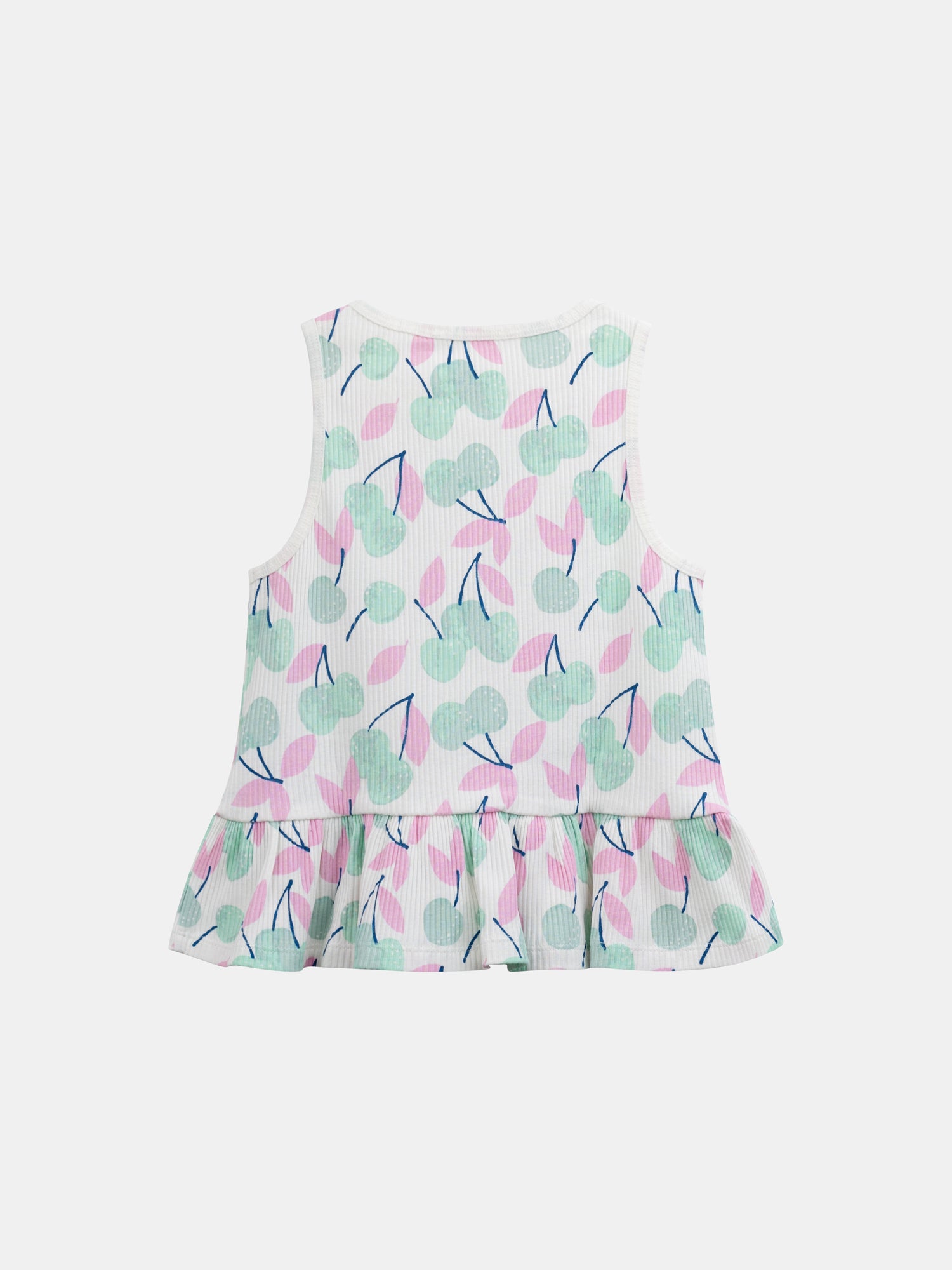 Short pajama tank top with "Pastel Cherries" print for girls