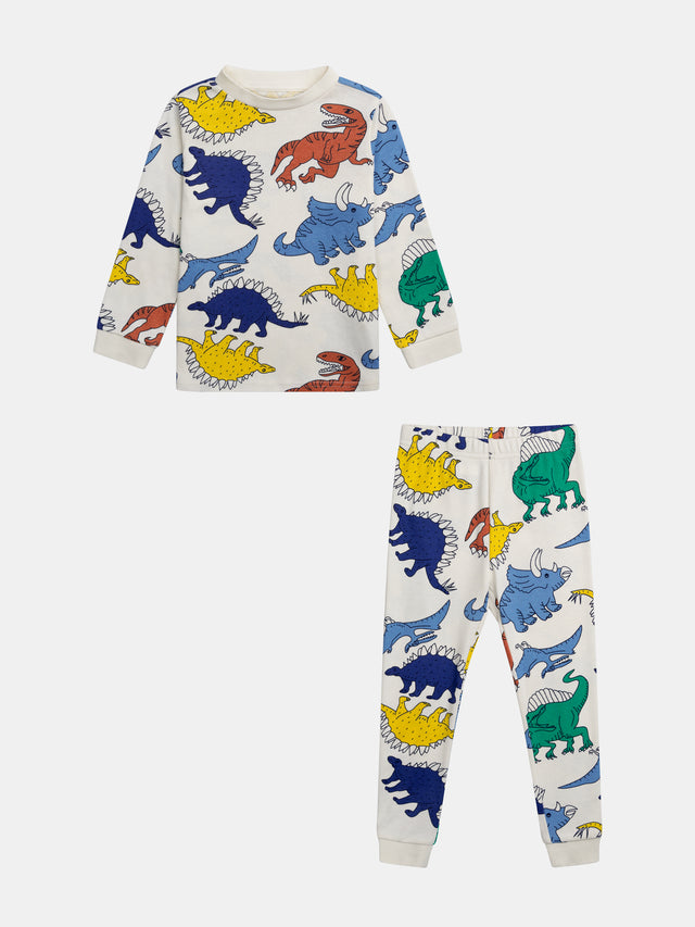 Ecru pyjama with all-over dinosaur print for boys