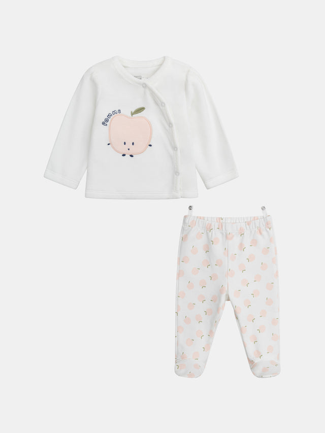 Cream Pajama with Apple Pattern for Baby Girl