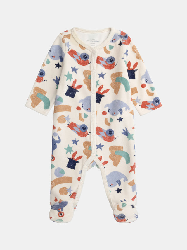 Grey Overall with Circus Print for Baby Boy