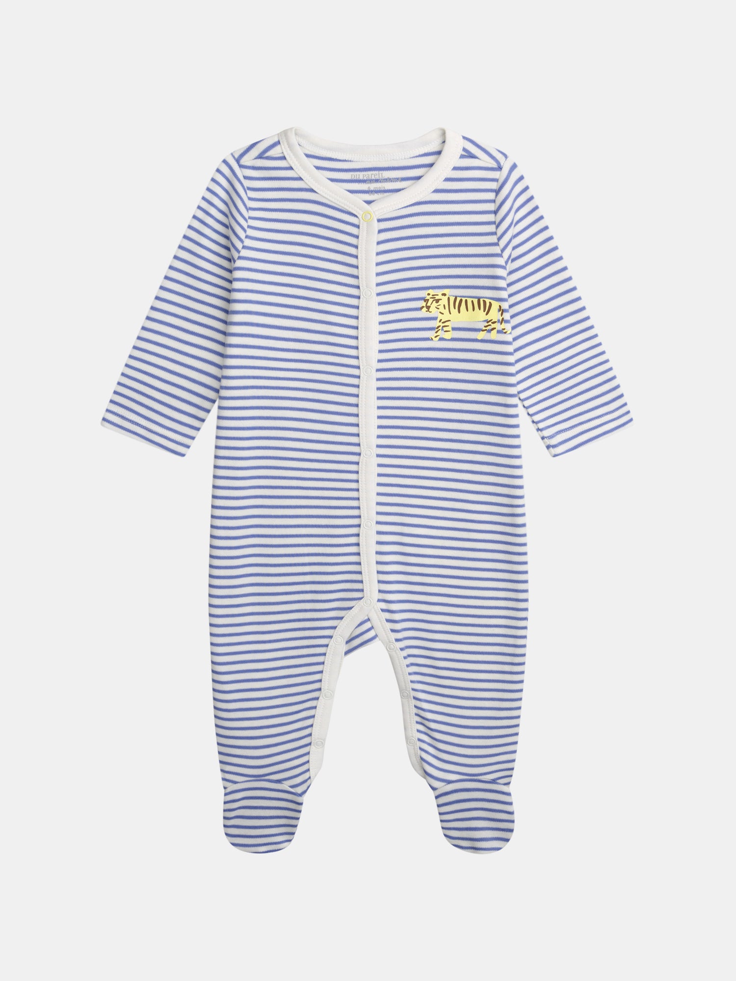 Striped sleeper with tiger print for baby boy