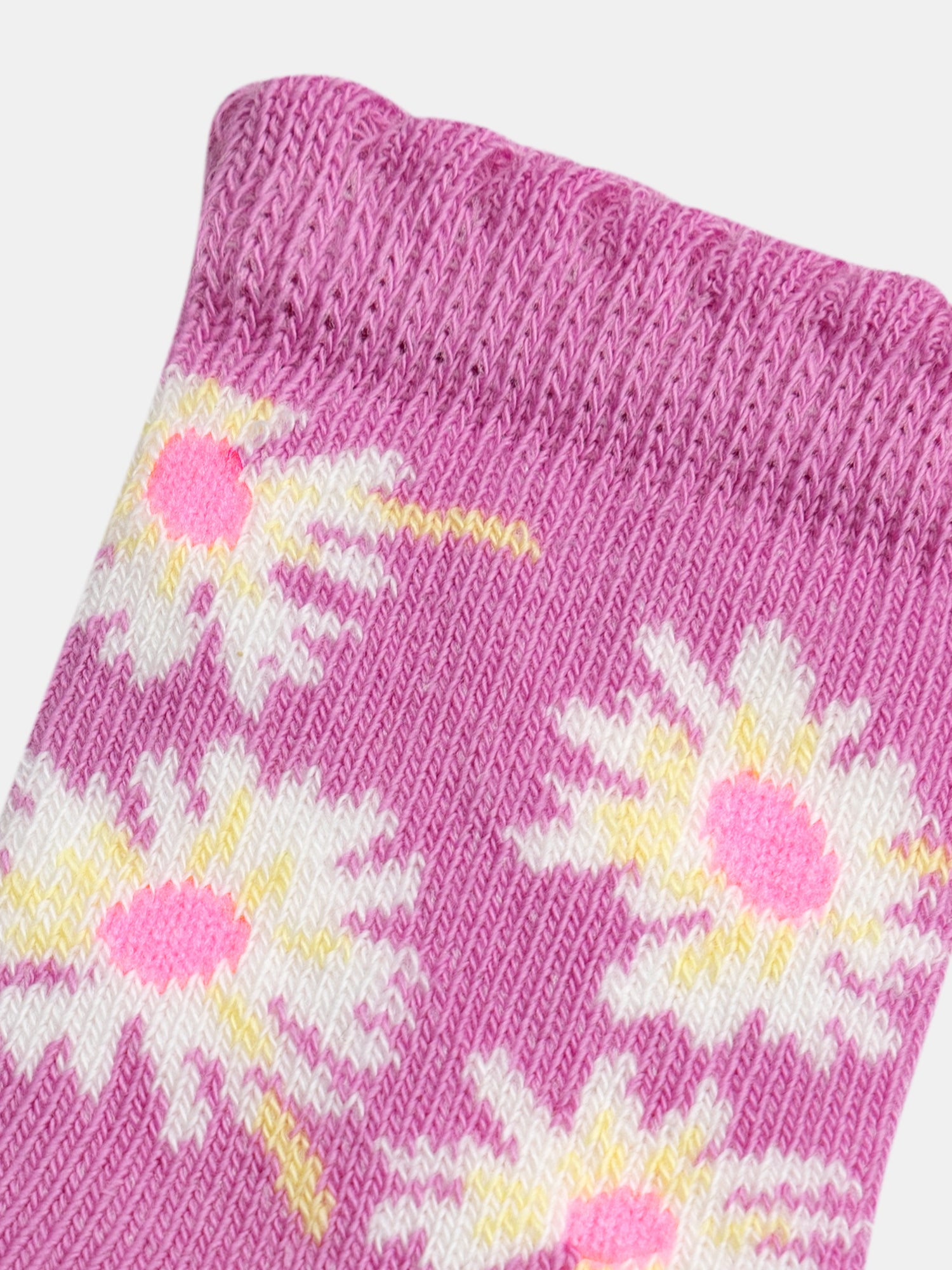Pink socks with flower patterns for baby girls