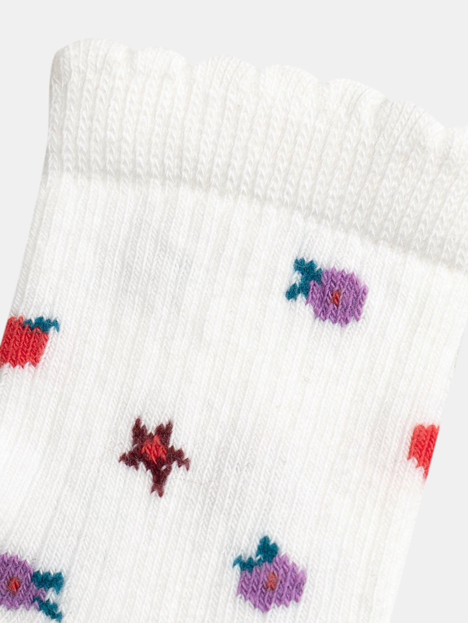 Cream-colored socks with fruit patterns for baby girl