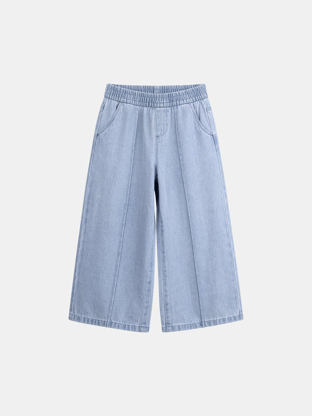 Light Blue Denim Pants with Pockets for Girls