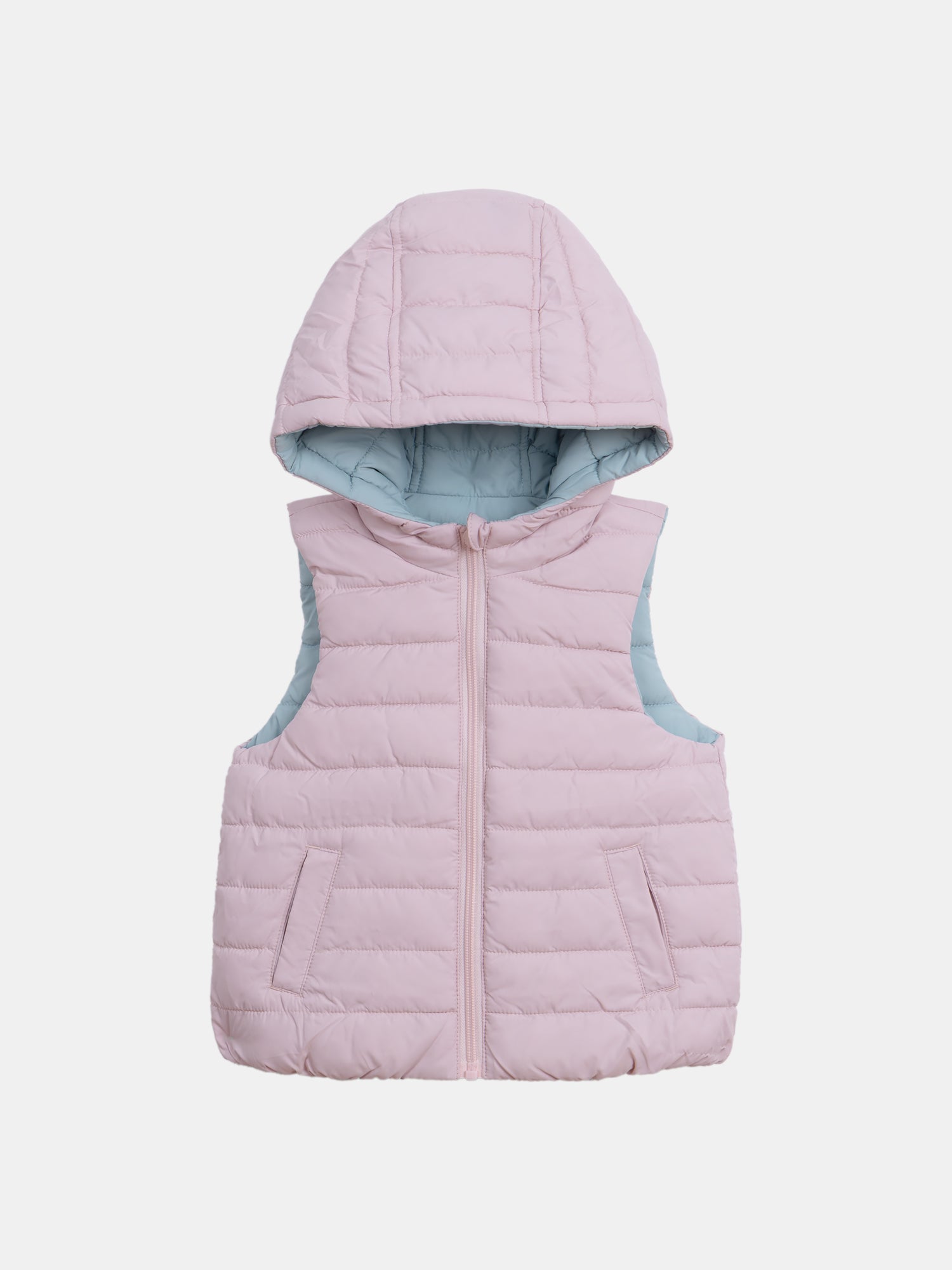 Reversible sleeveless down jacket for girls