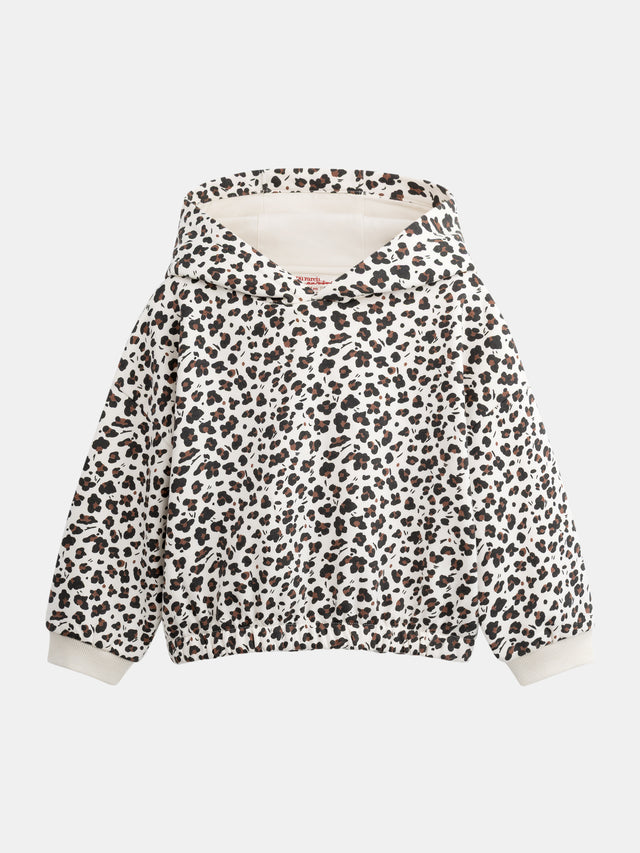 Beige jogging top with animal print for girls
