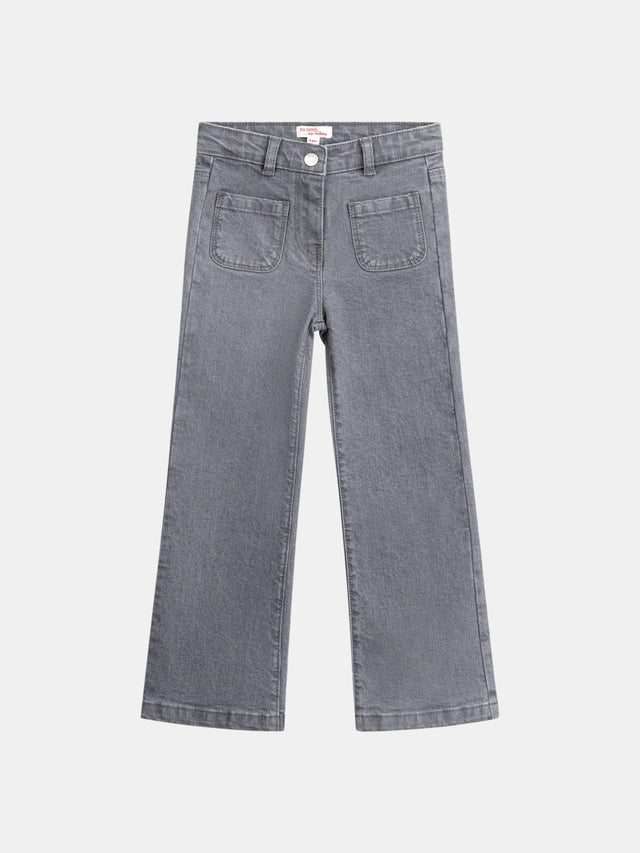 Gray Denim Jeans with Pockets for Girls