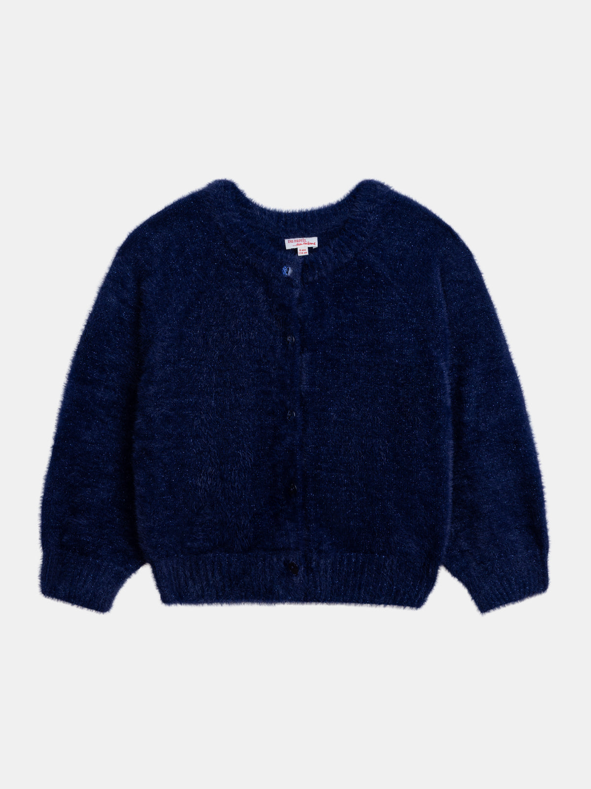 Navy Plush Knit Cardigan for Girls