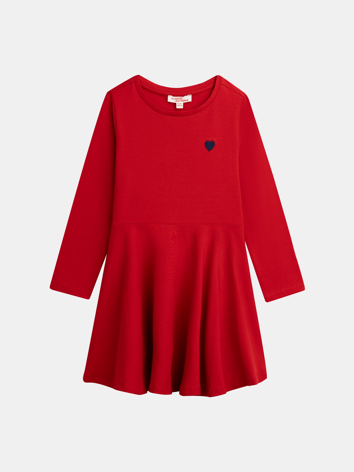 Red Dress with Heart Embroidery for Girls