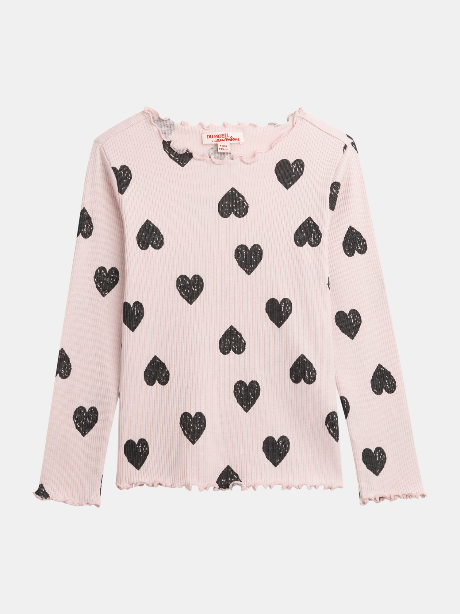 Pink Long Sleeve T-Shirt with Heart Print for Girls
