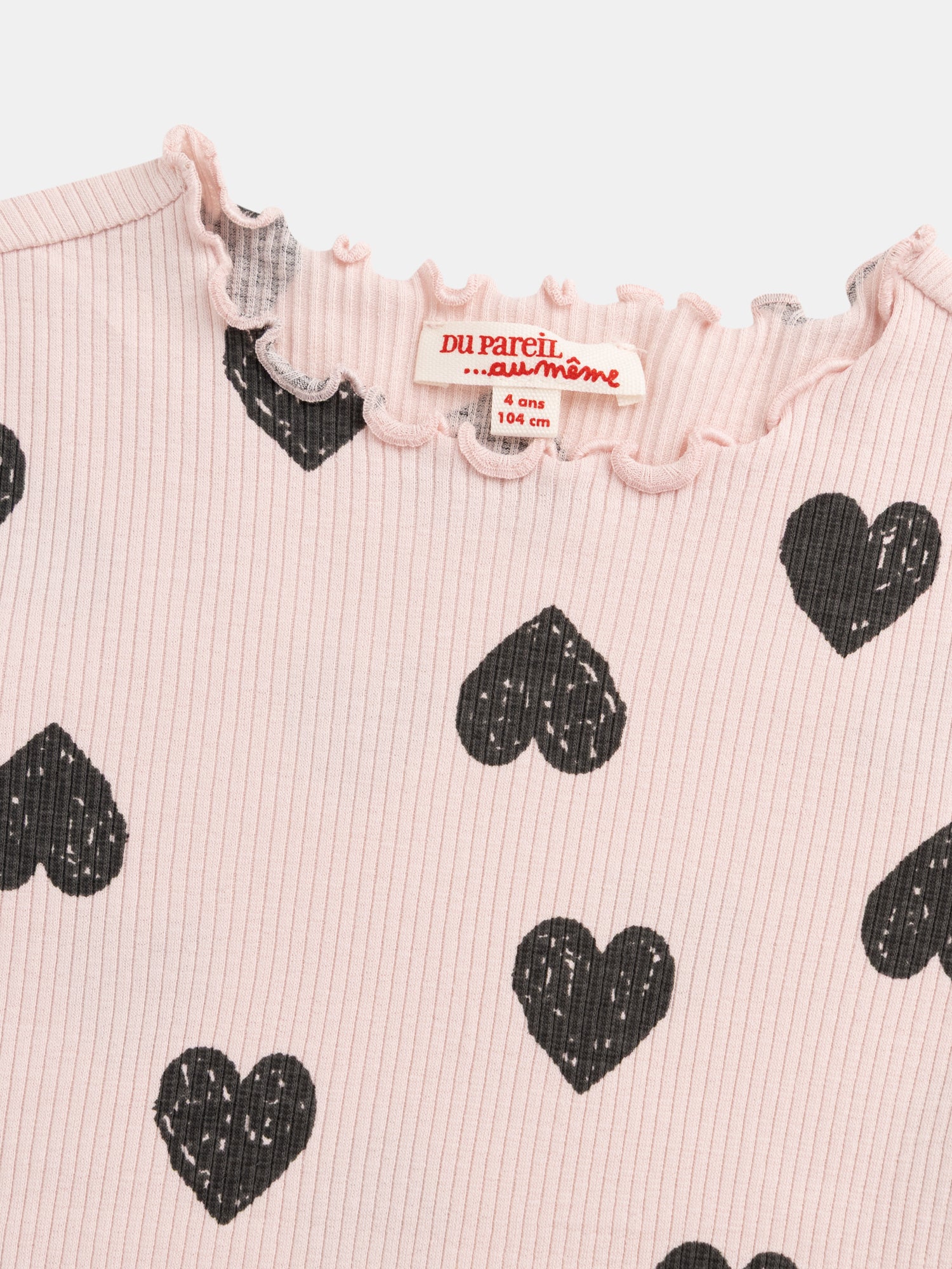 Pink Long Sleeve T-Shirt with Heart Print for Girls