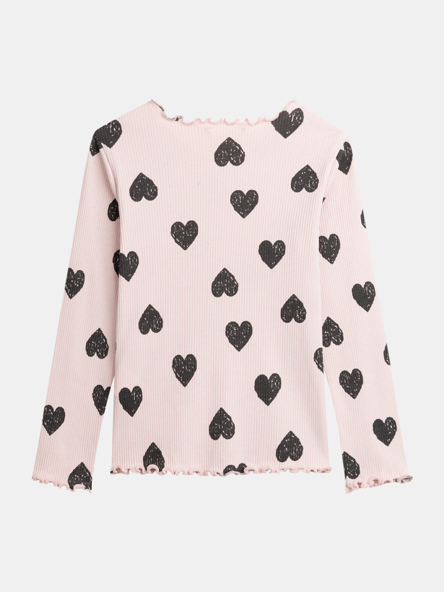 Pink Long Sleeve T-Shirt with Heart Print for Girls