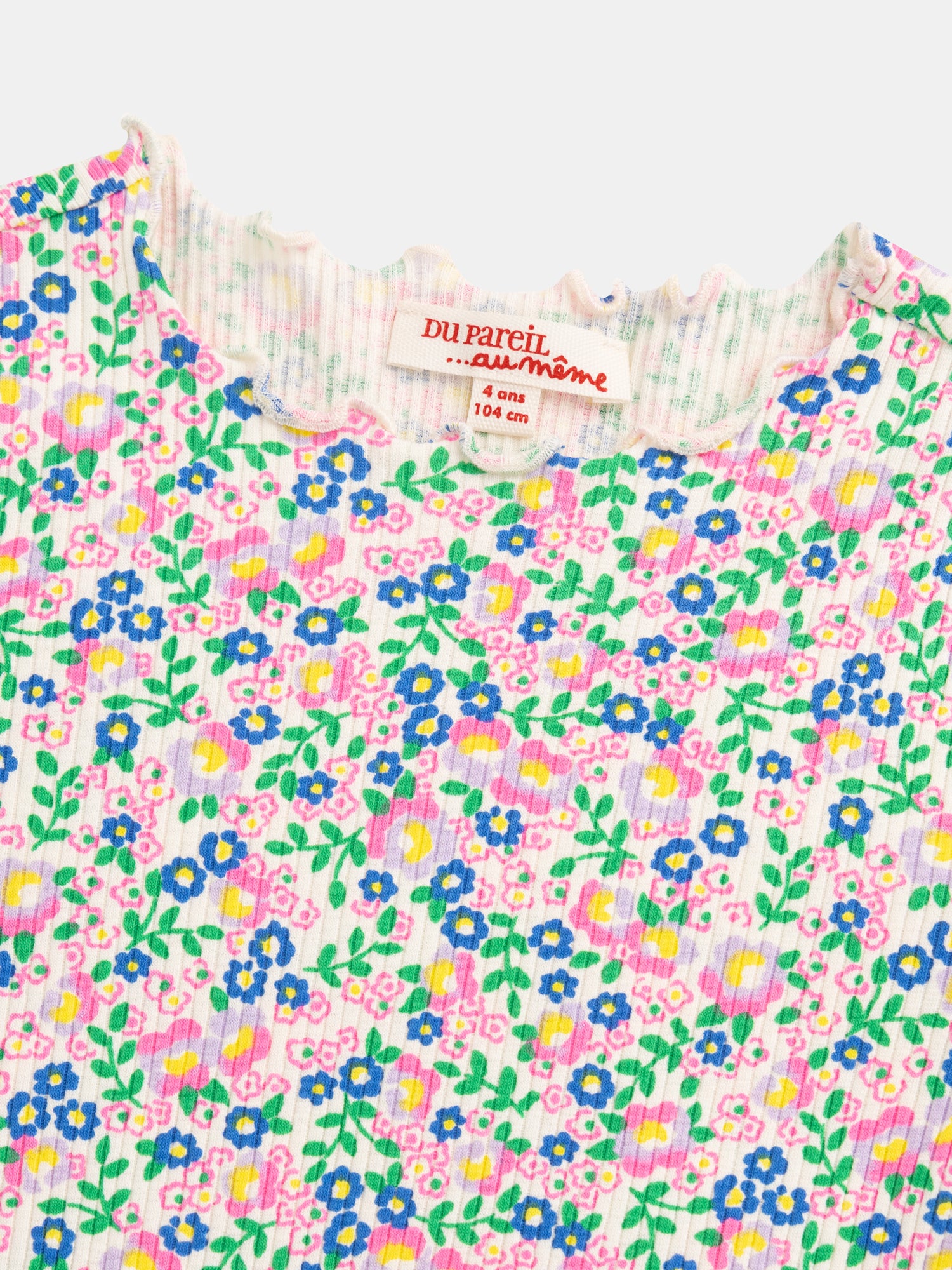 Ecru long sleeve t-shirt with floral print for girls