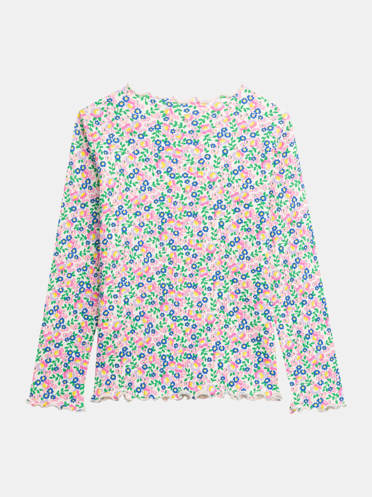 Ecru long sleeve t-shirt with floral print for girls