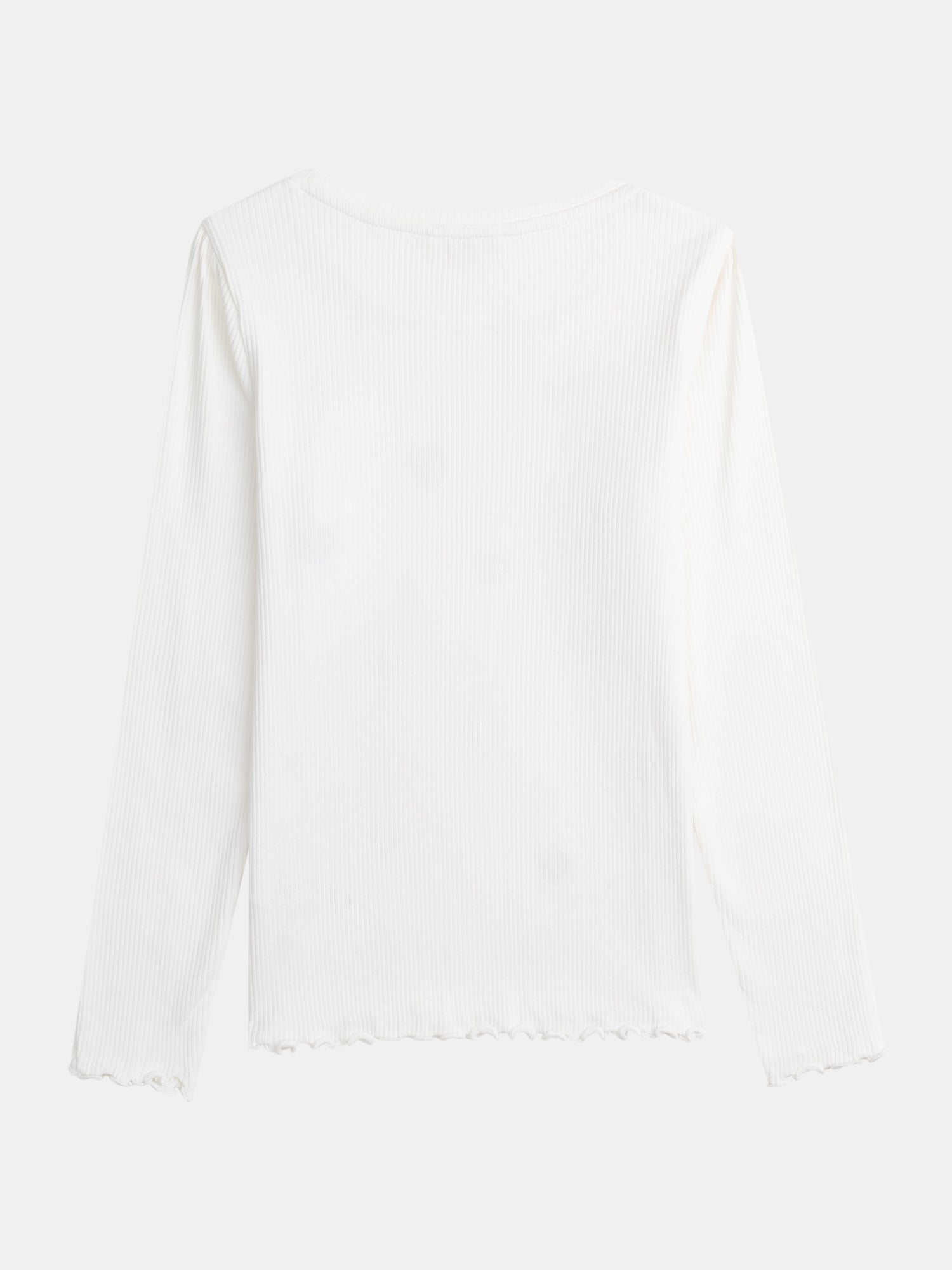 Ecru Ribbed T-Shirt with Heart Embroideries for Girls