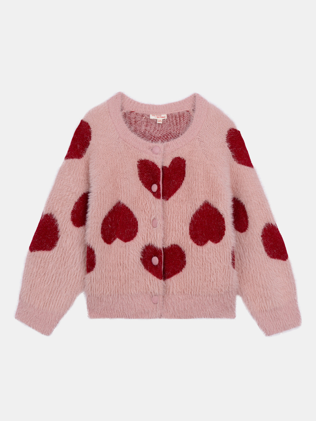 Pink cardigan with heart pattern for girls