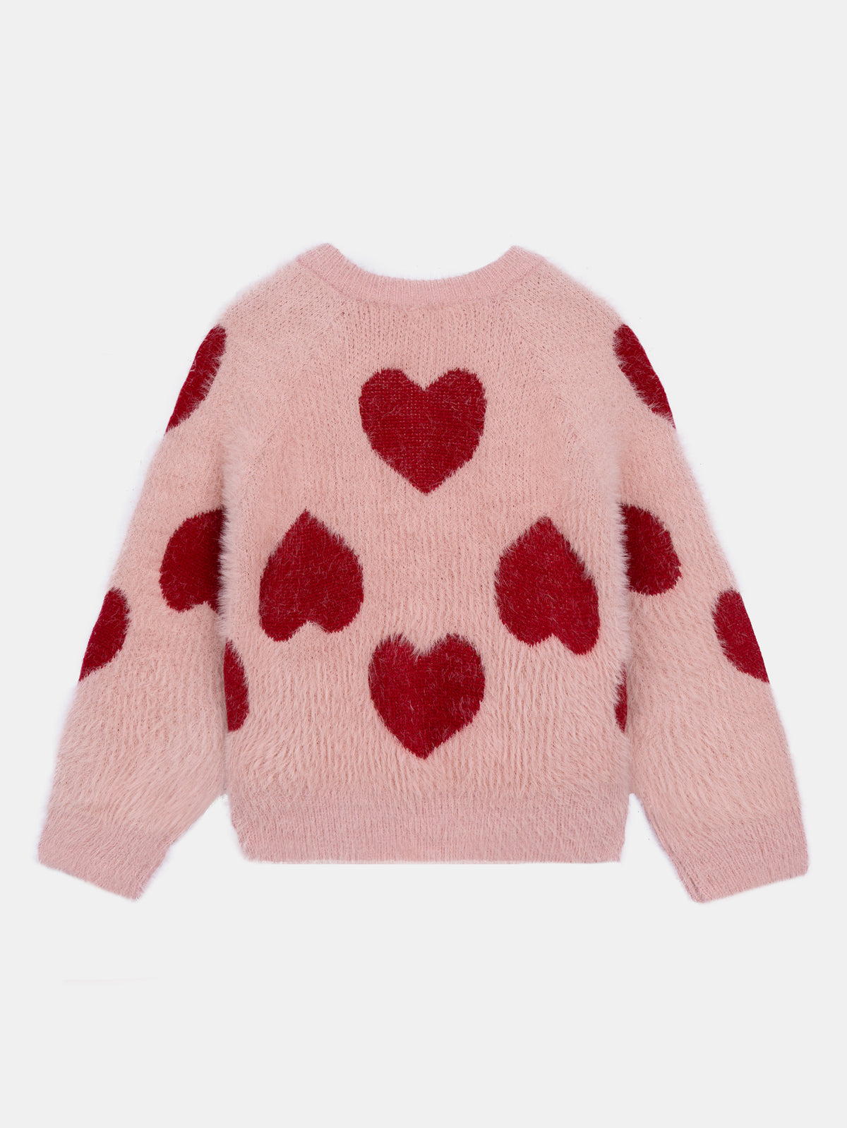 Pink cardigan with heart pattern for girls