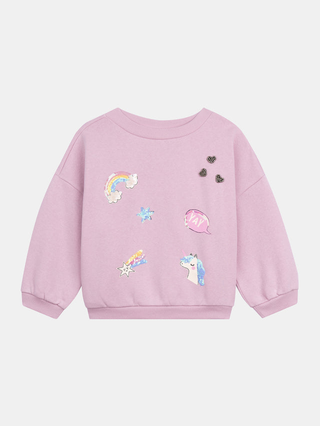Pink sweatshirt with fantasy animations
