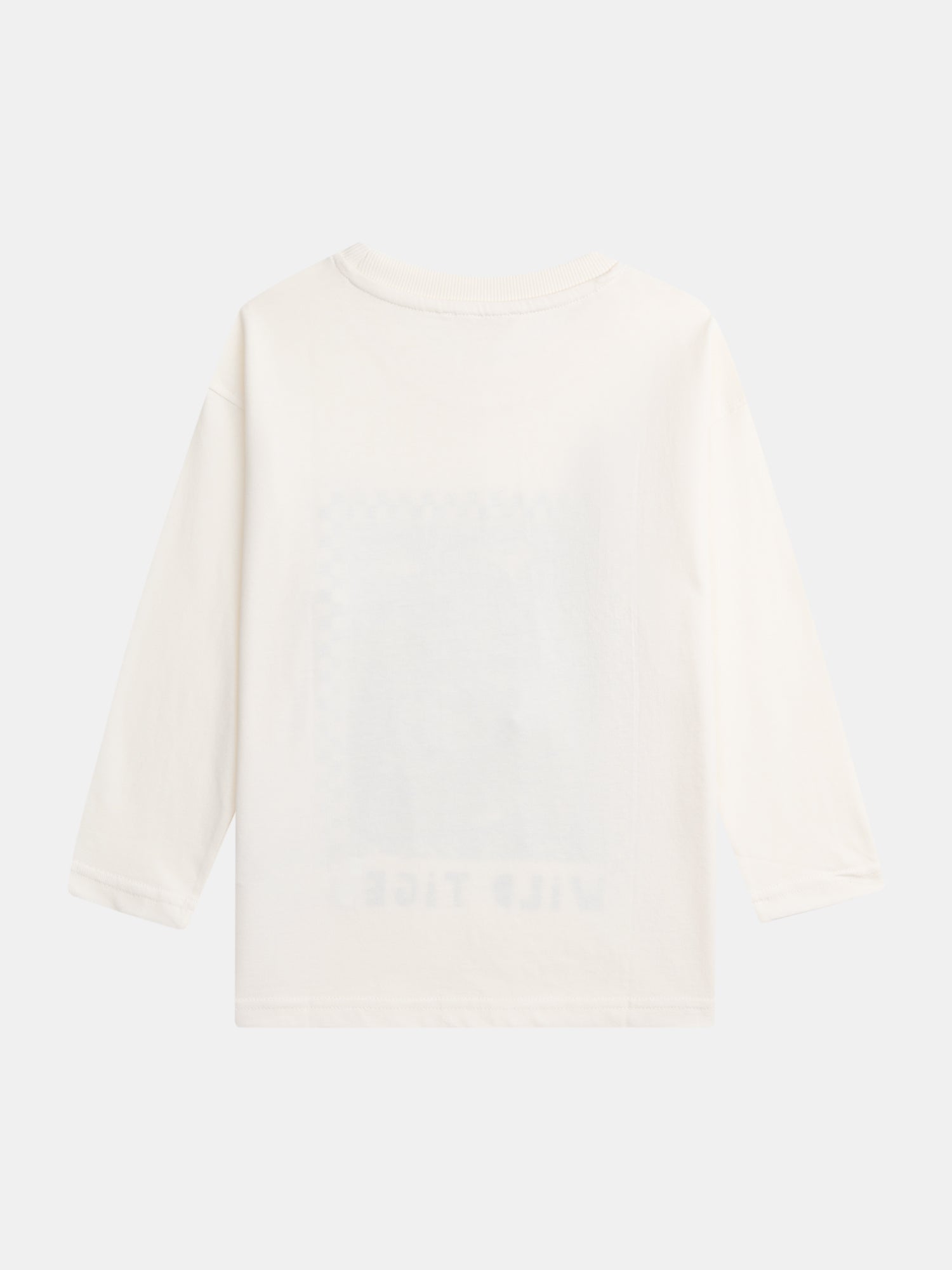 Ecru Long Sleeve T-shirt with Tiger Animation for Boys