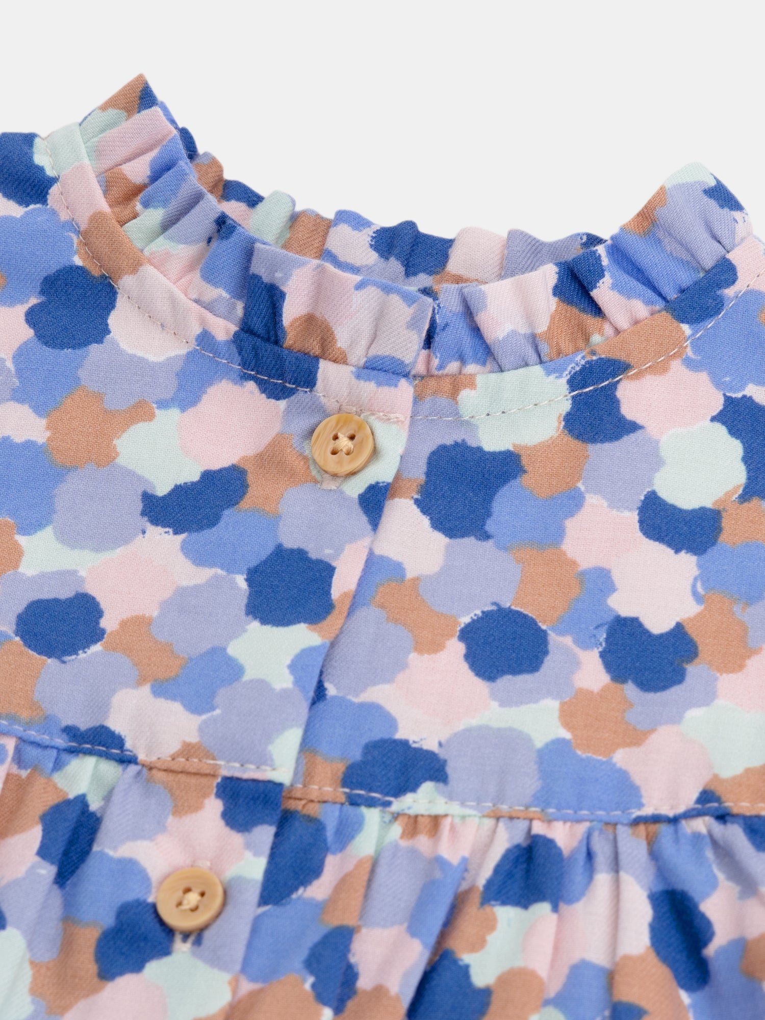 Printed dress with ruffled collar for baby girl