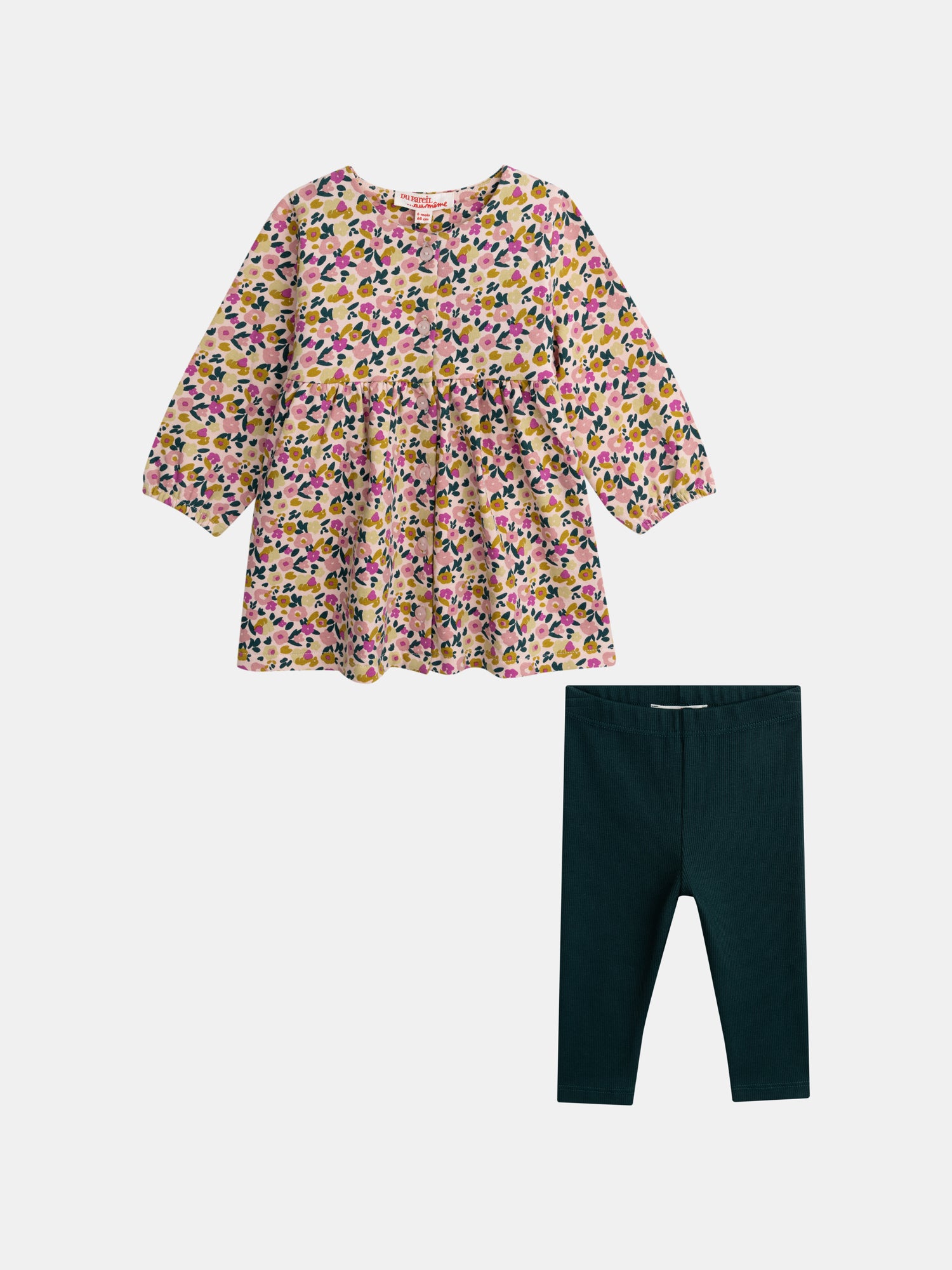 Printed dress and legging "Wild Campus" set for baby girl
