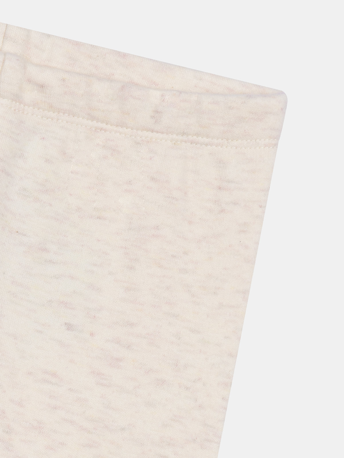 Ecru chiné pants with heart knee patches for baby girl