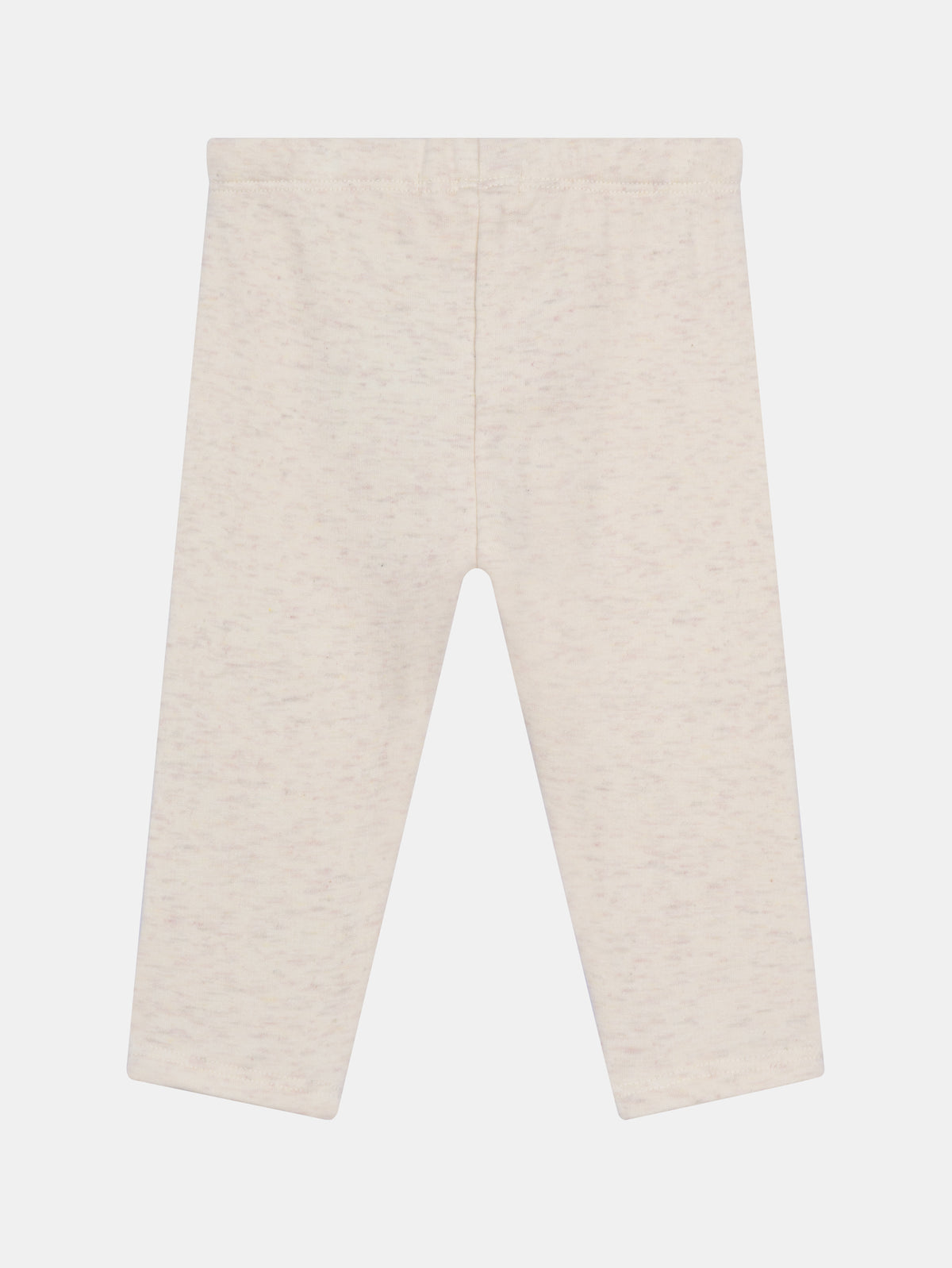 Ecru chiné pants with heart knee patches for baby girl