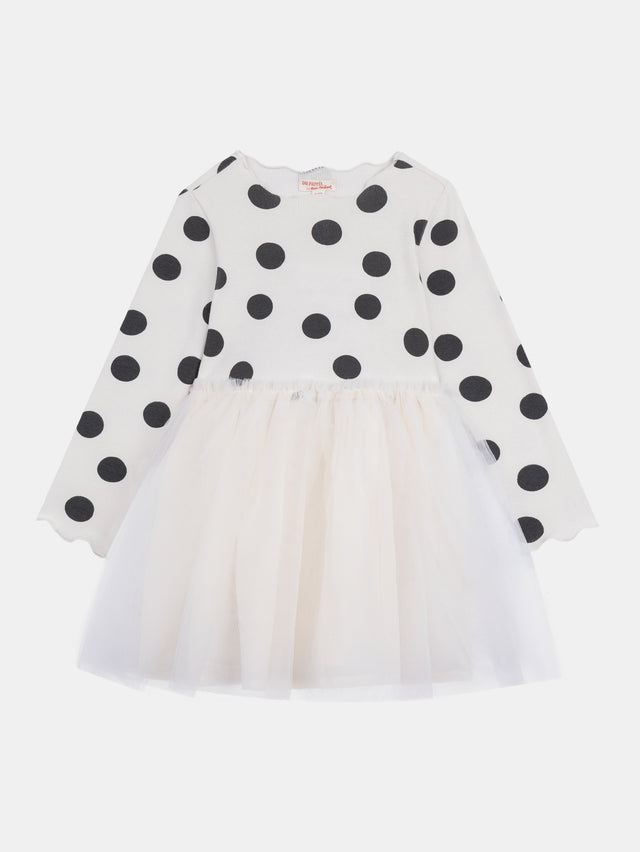 2-in-1 Sweater Dress with Cozy Top and Polka Dot Skirt for Baby Girl
