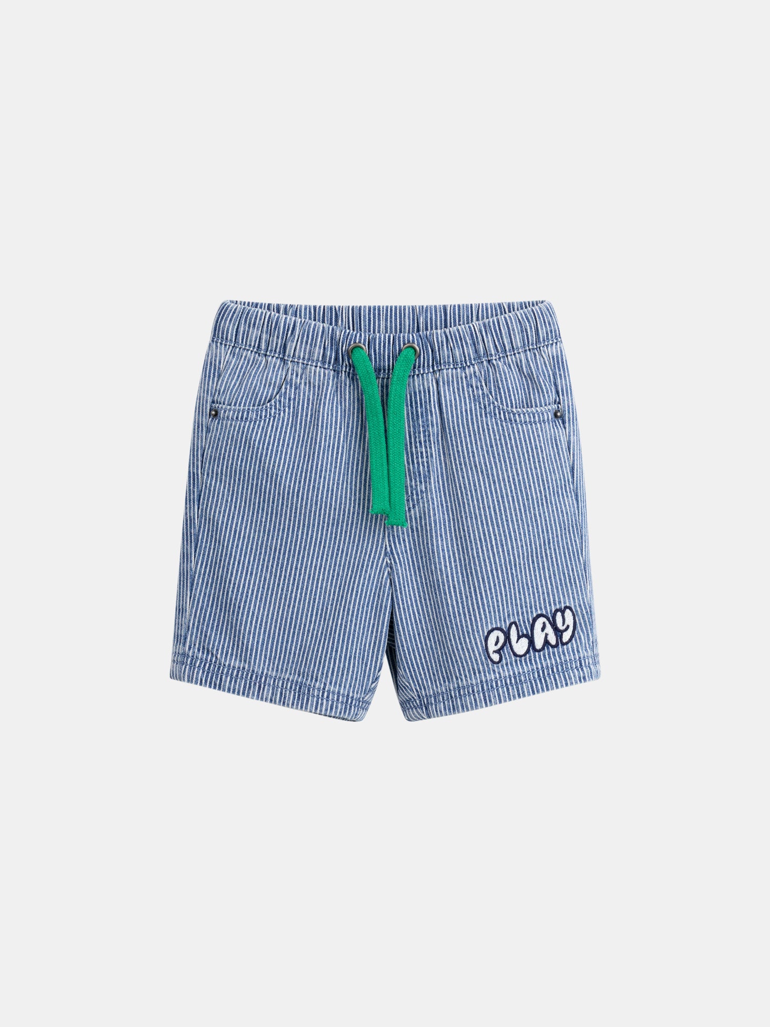 Striped Denim Bermuda "Play" Blue and Ecru for Baby Boy