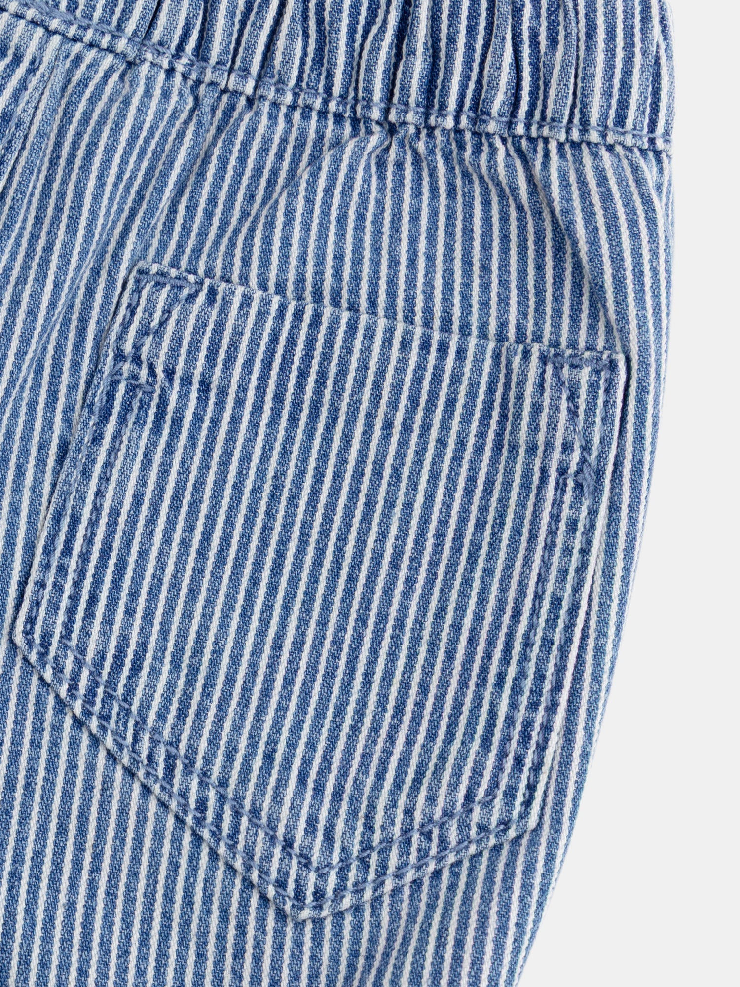Striped Denim Bermuda "Play" Blue and Ecru for Baby Boy