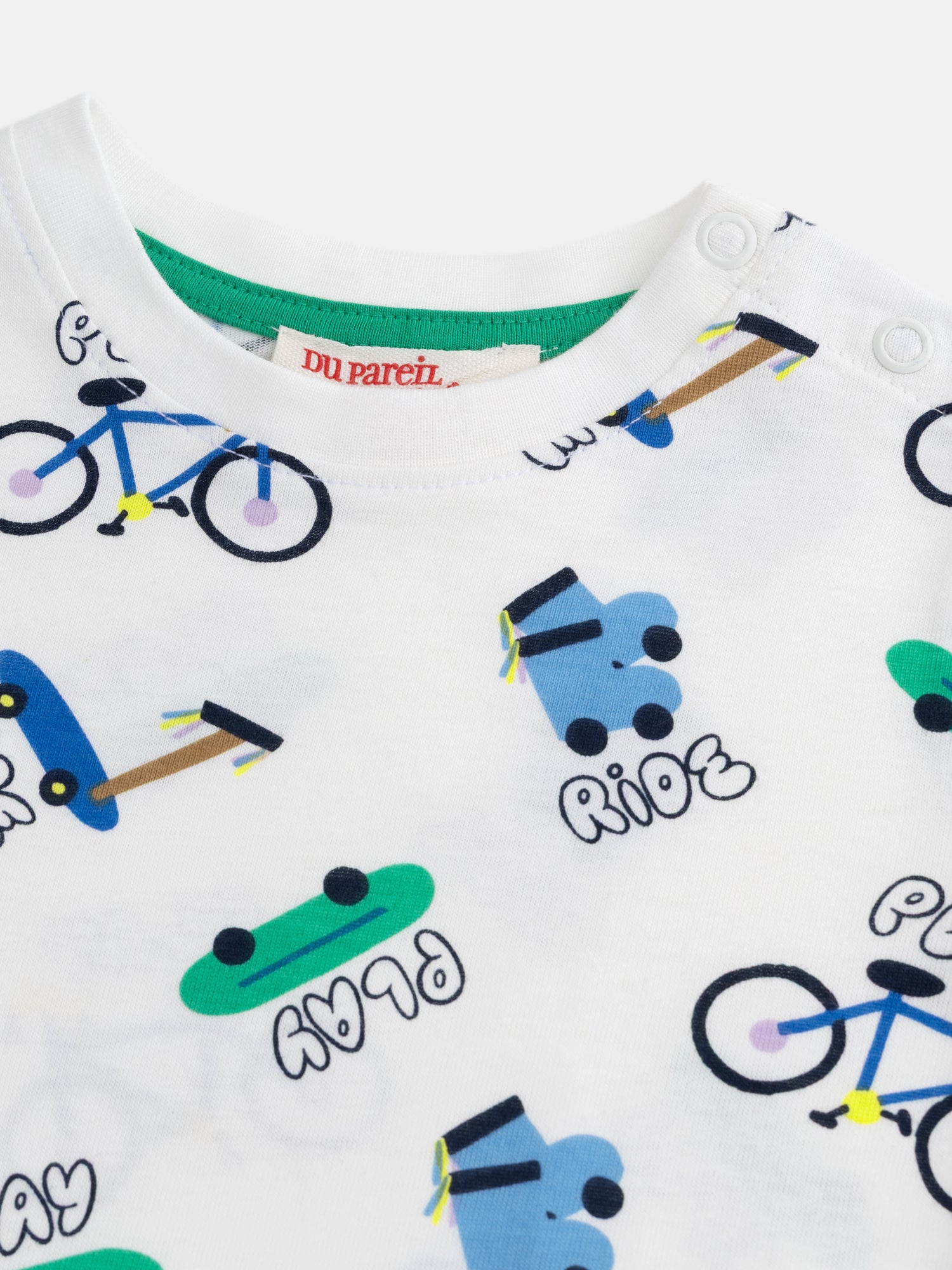 Ecru printed "Ride" all-over t-shirt for baby boy