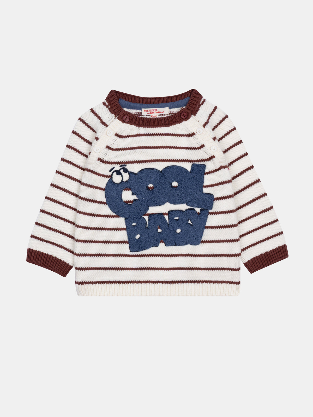 Ecru Striped Sweater "Cool Baby" for Baby Boys