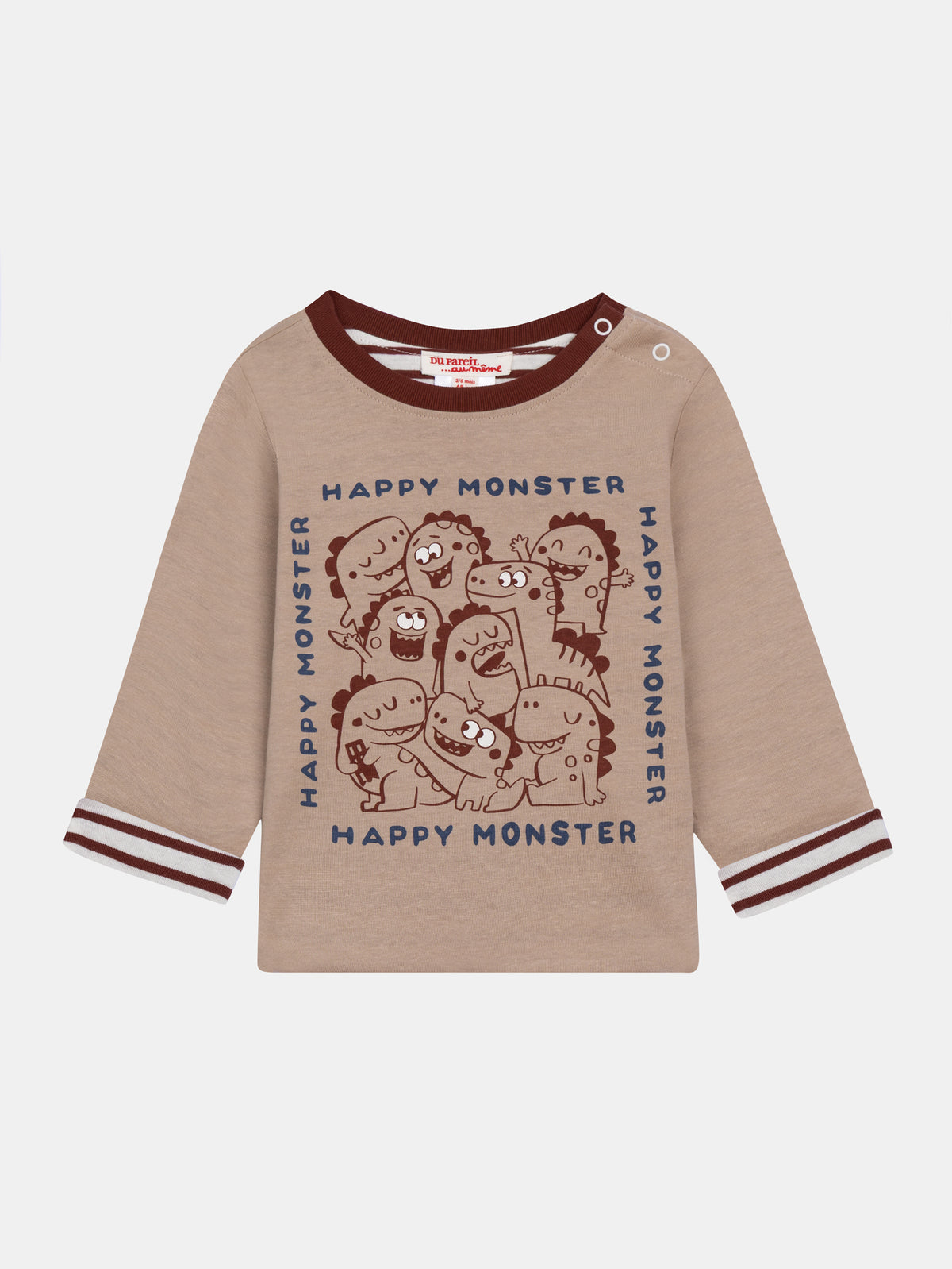 Reversible Long Sleeve T-Shirt "Happy Monster" for Baby Boy
