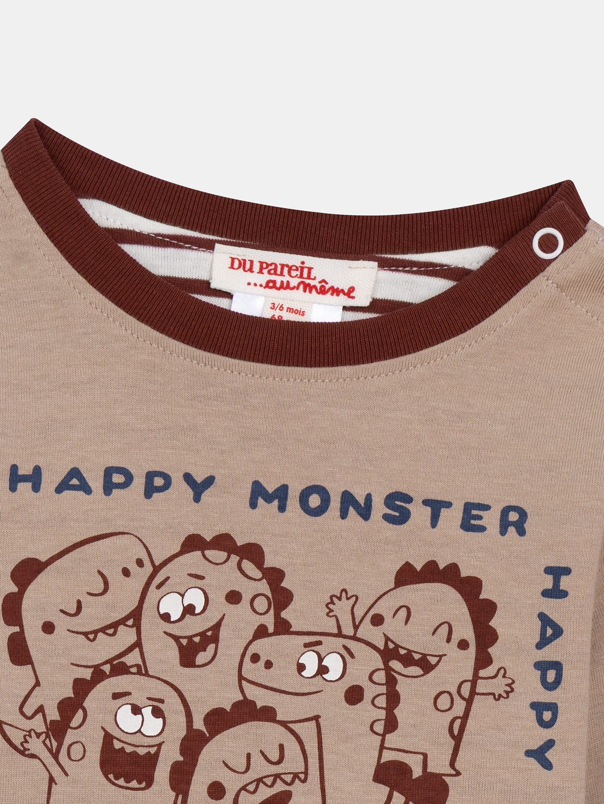 Reversible Long Sleeve T-Shirt "Happy Monster" for Baby Boy
