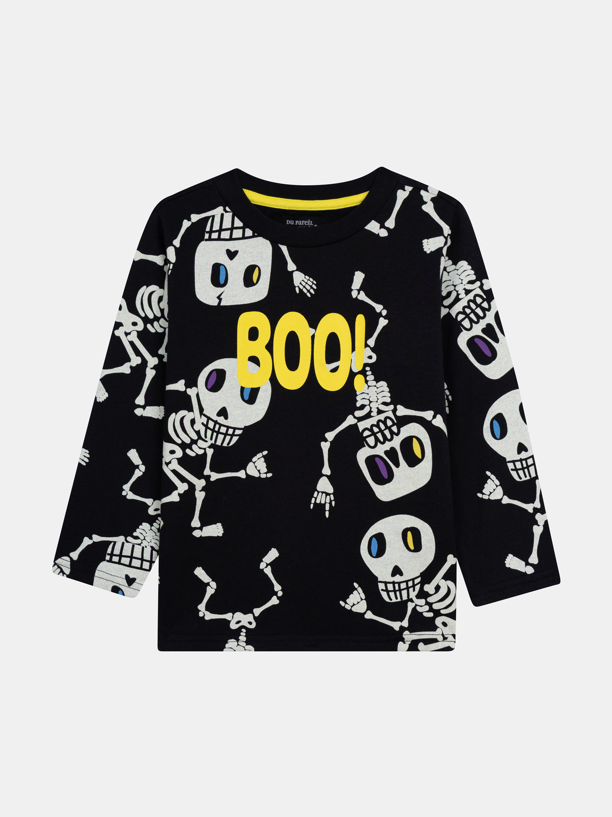 Glow-in-the-dark 2-piece Skeleton Pajamas "BOO!" for Boy