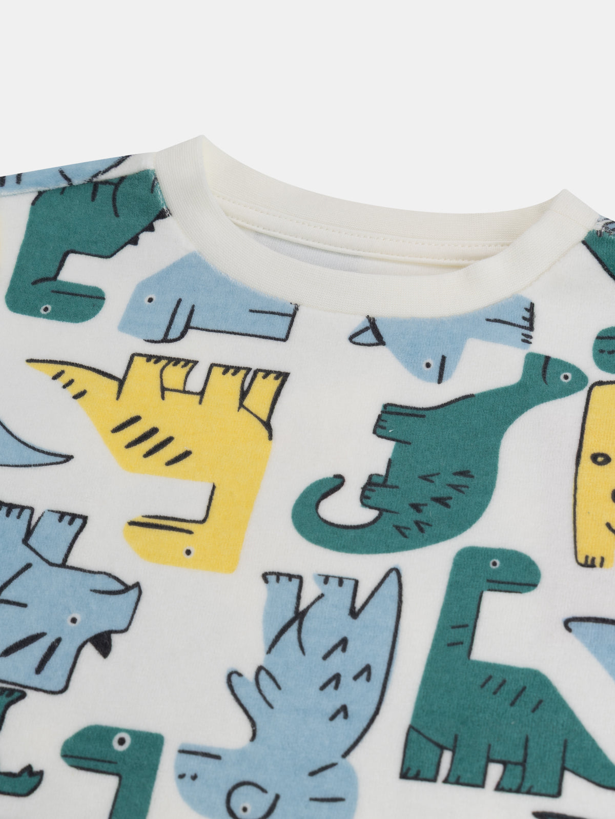 2-piece velour pajama with full printed colorful dinosaurs for boys